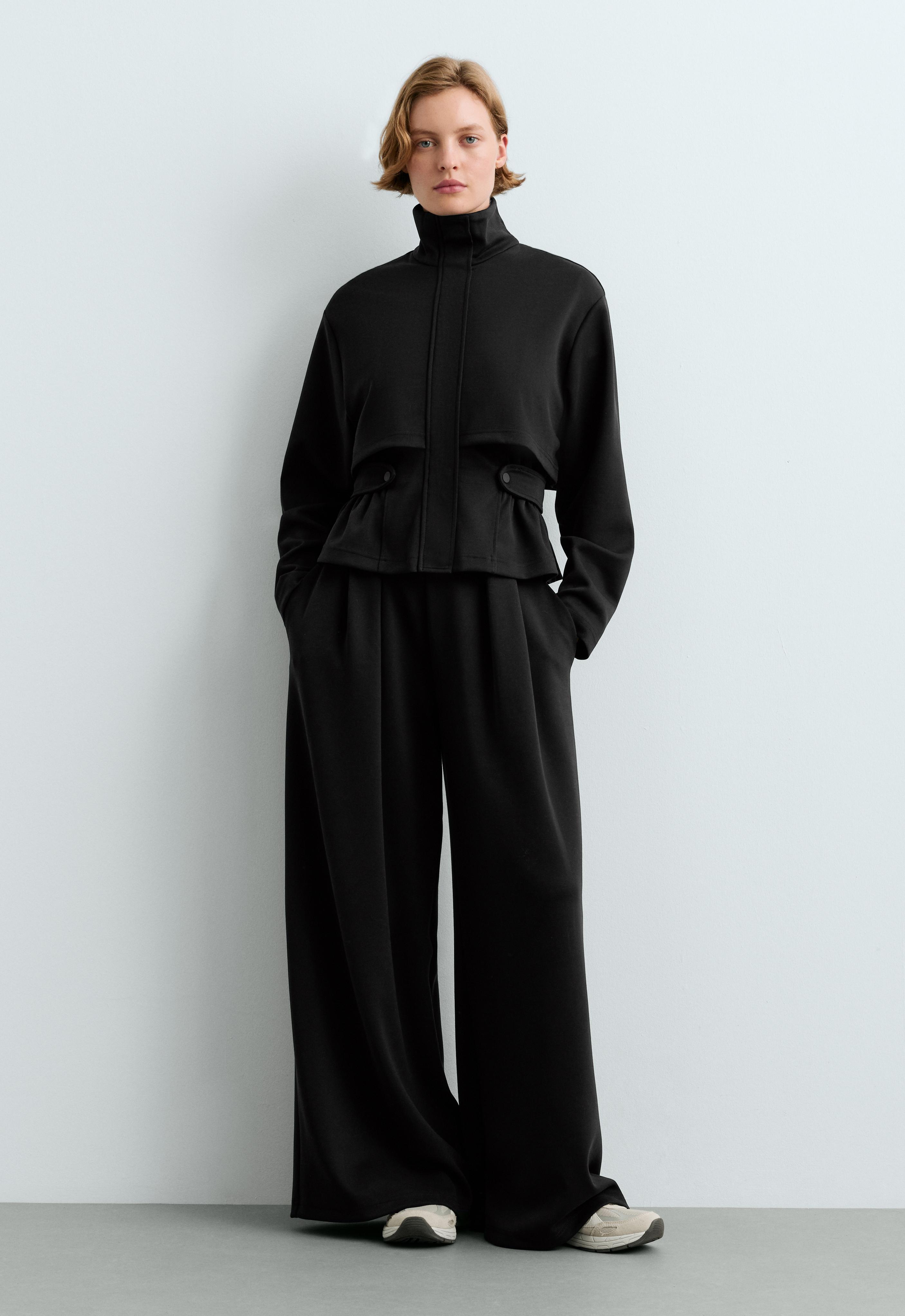Pantalon large en piqué et modal