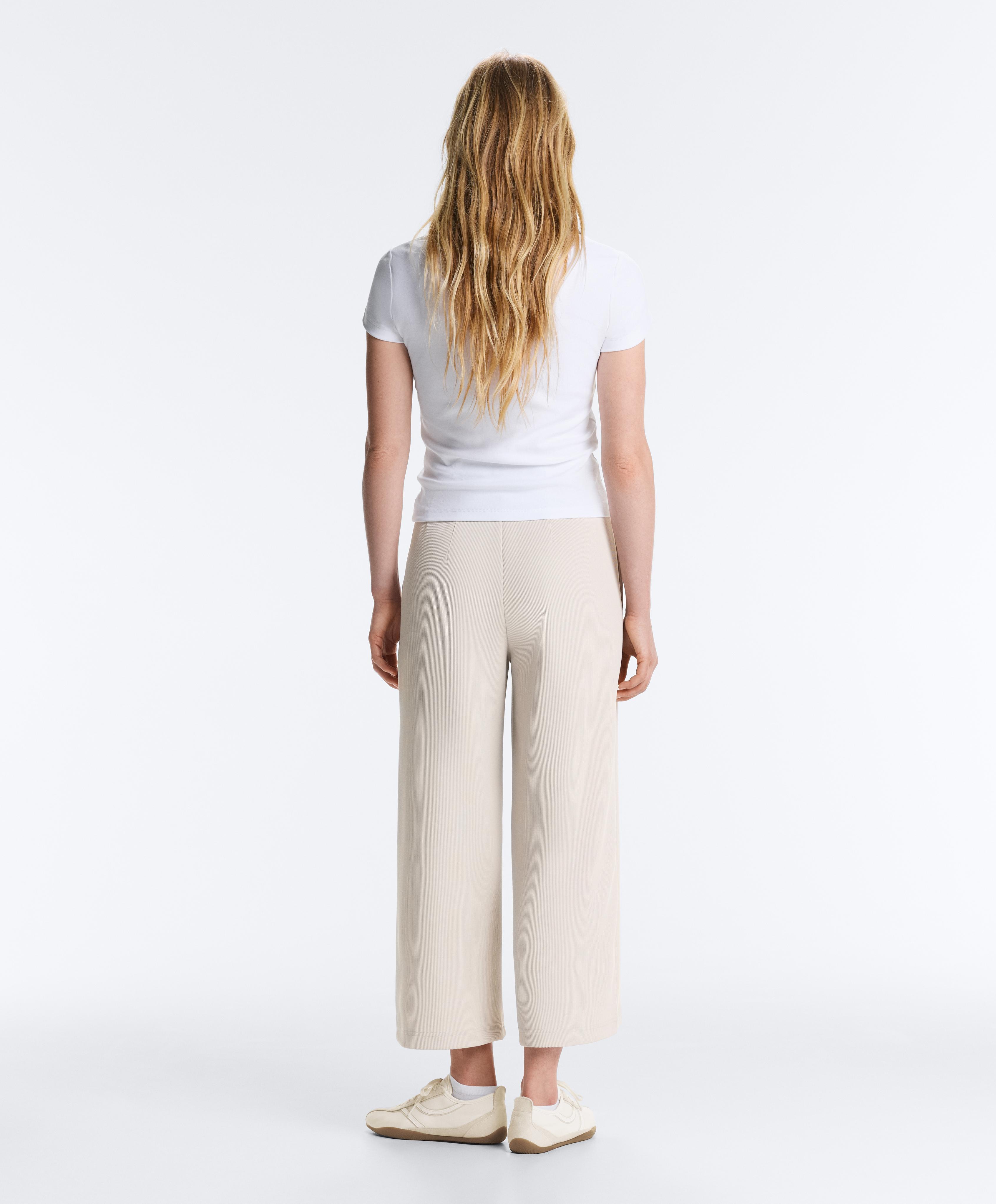 High-waisted crop trousers with modal — PALE MINK