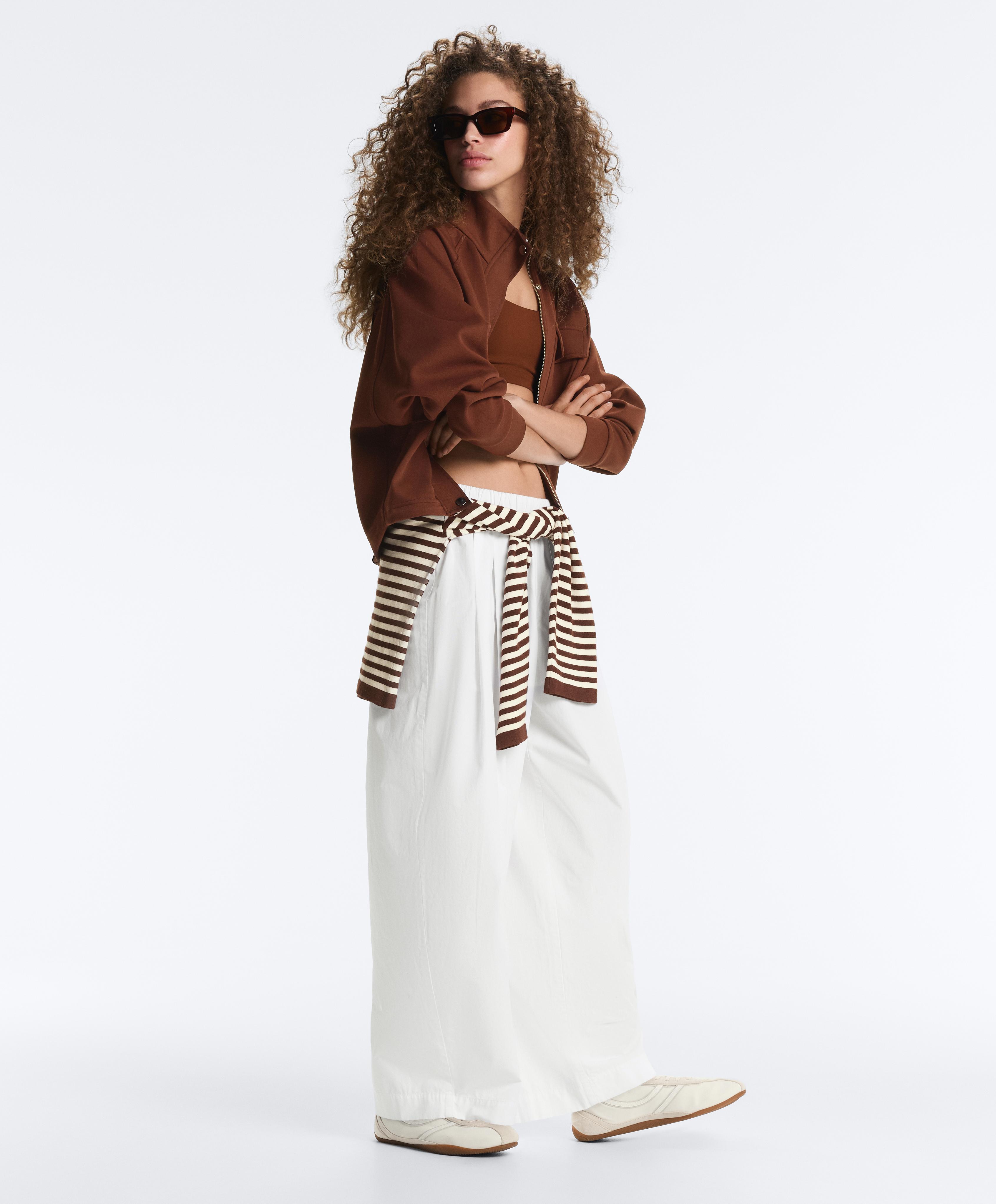 Tapered pleat 100% cotton trousers