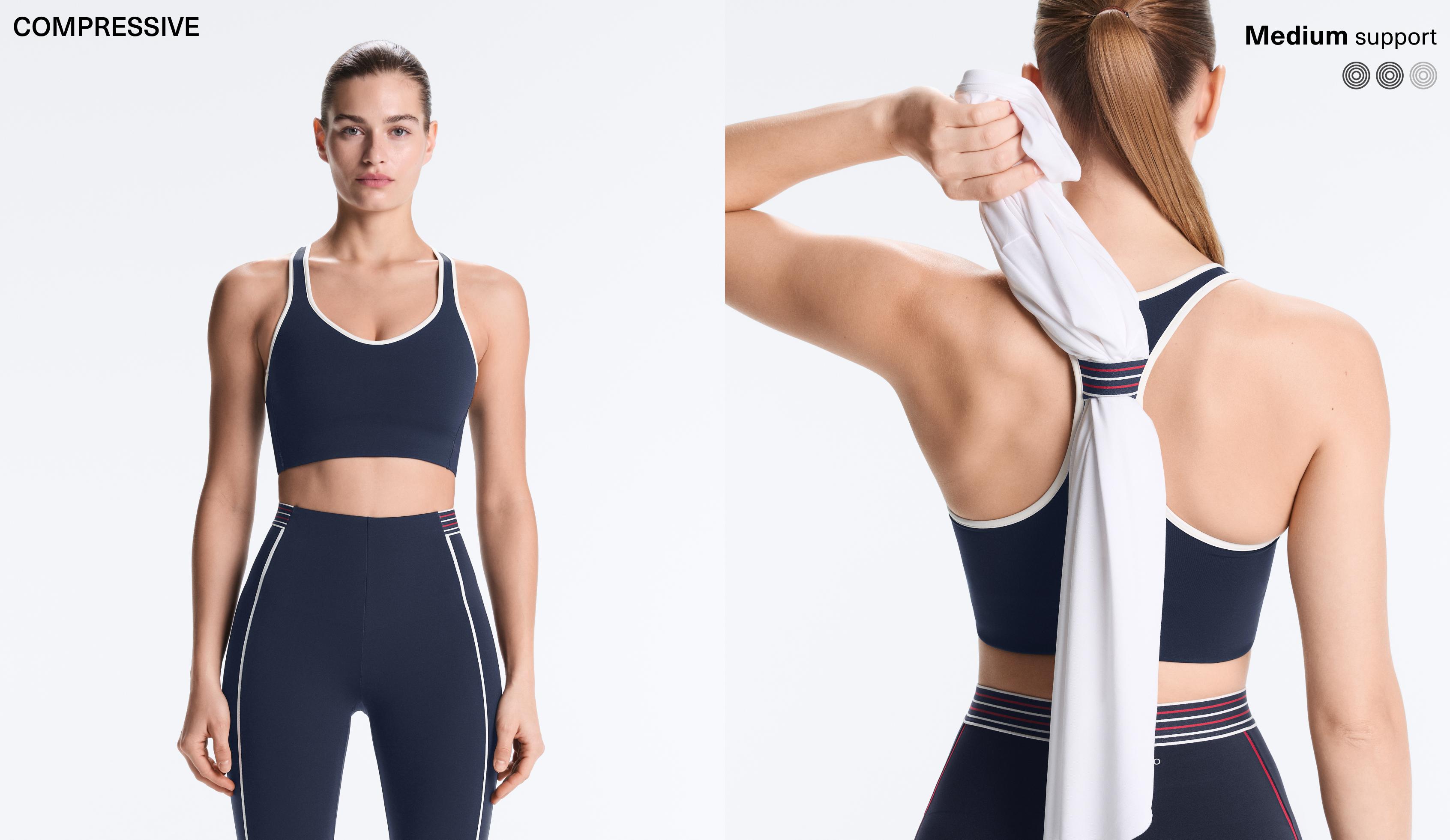 Compressive medium support sports bra with rubber cups Compressive medium support sports bra with rubber cups