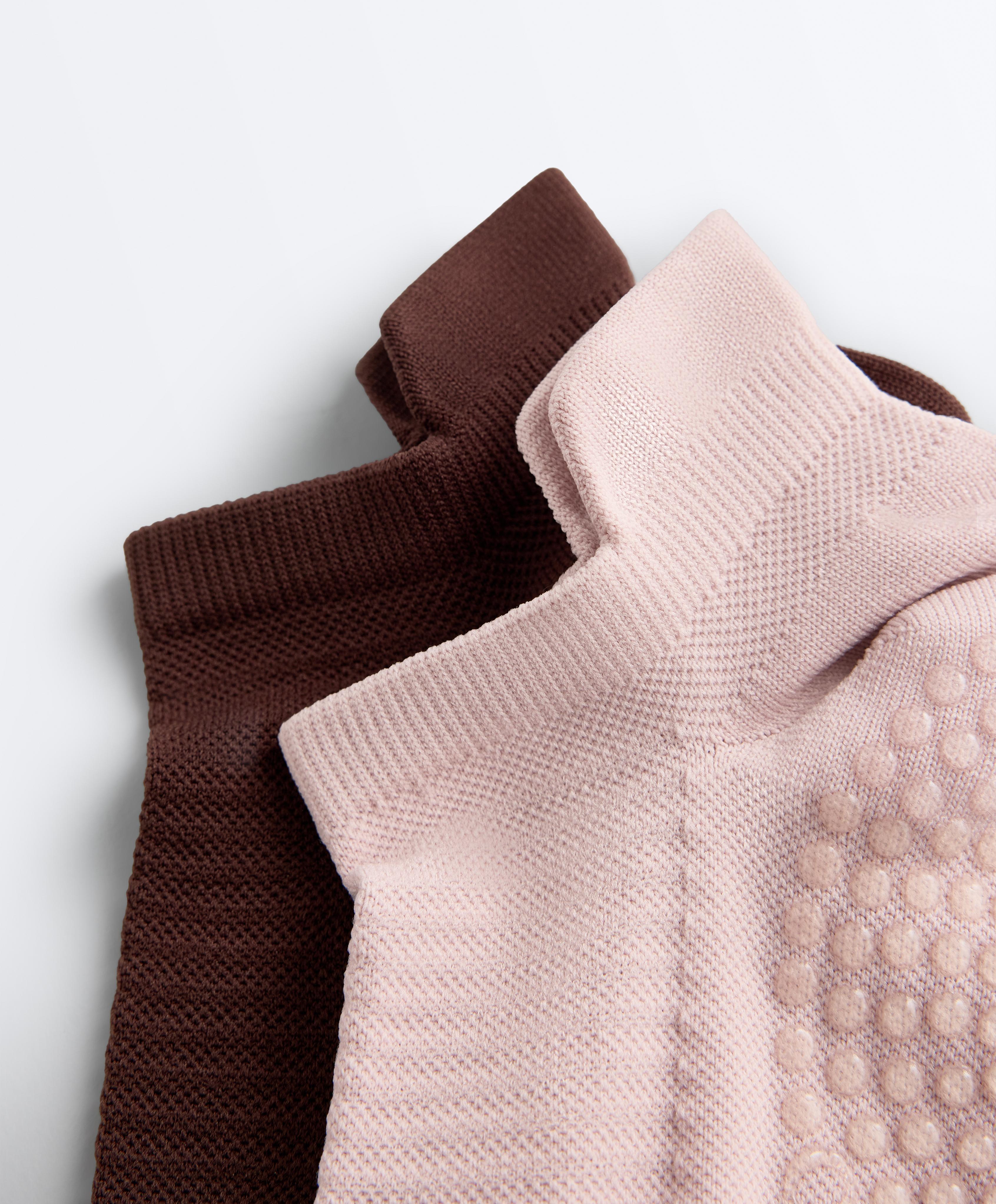 2 pairs of polyamide blend yoga and Pilates sneaker socks — NUDE PINK