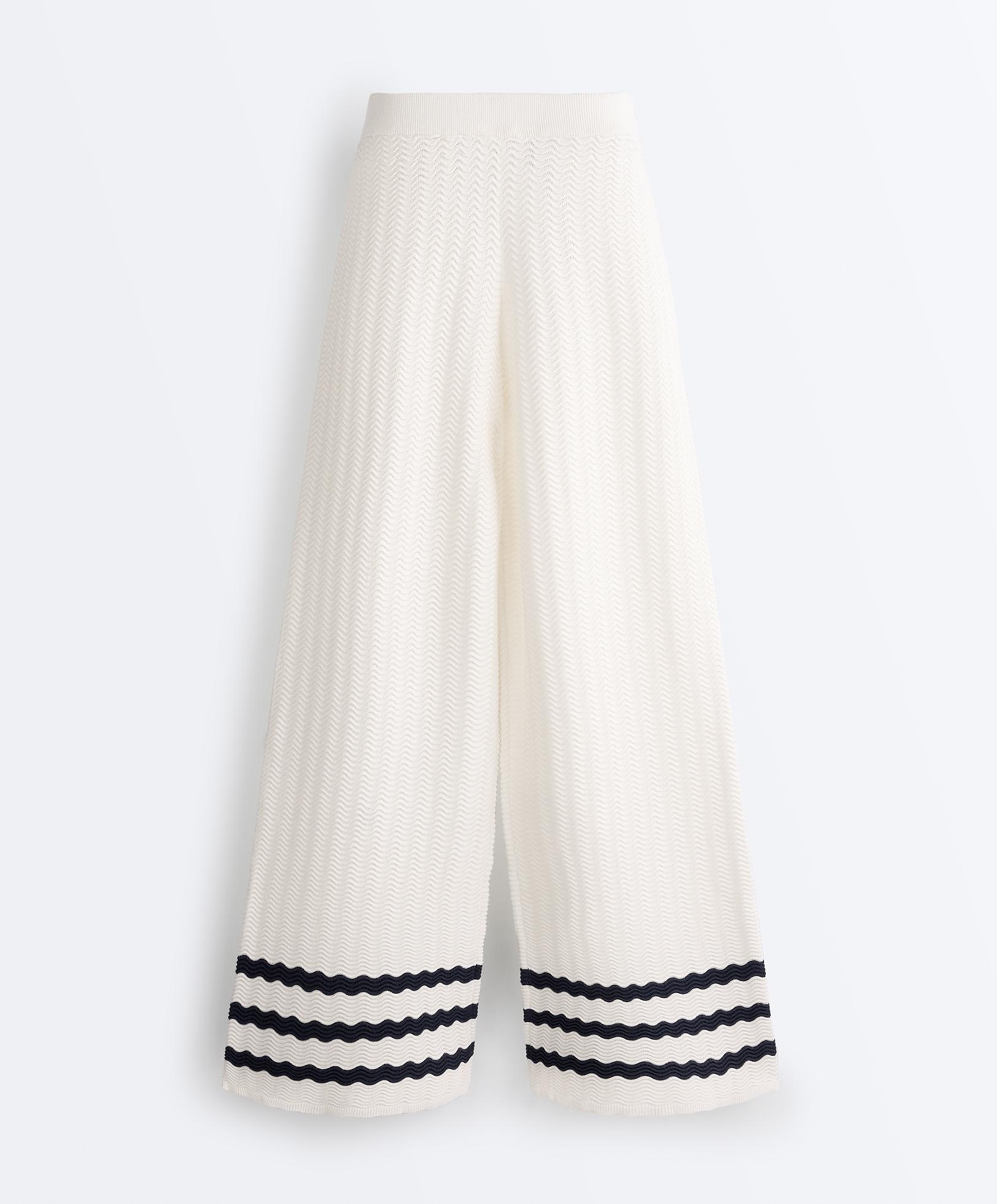 Wave knit straight-leg trousers — WHITE