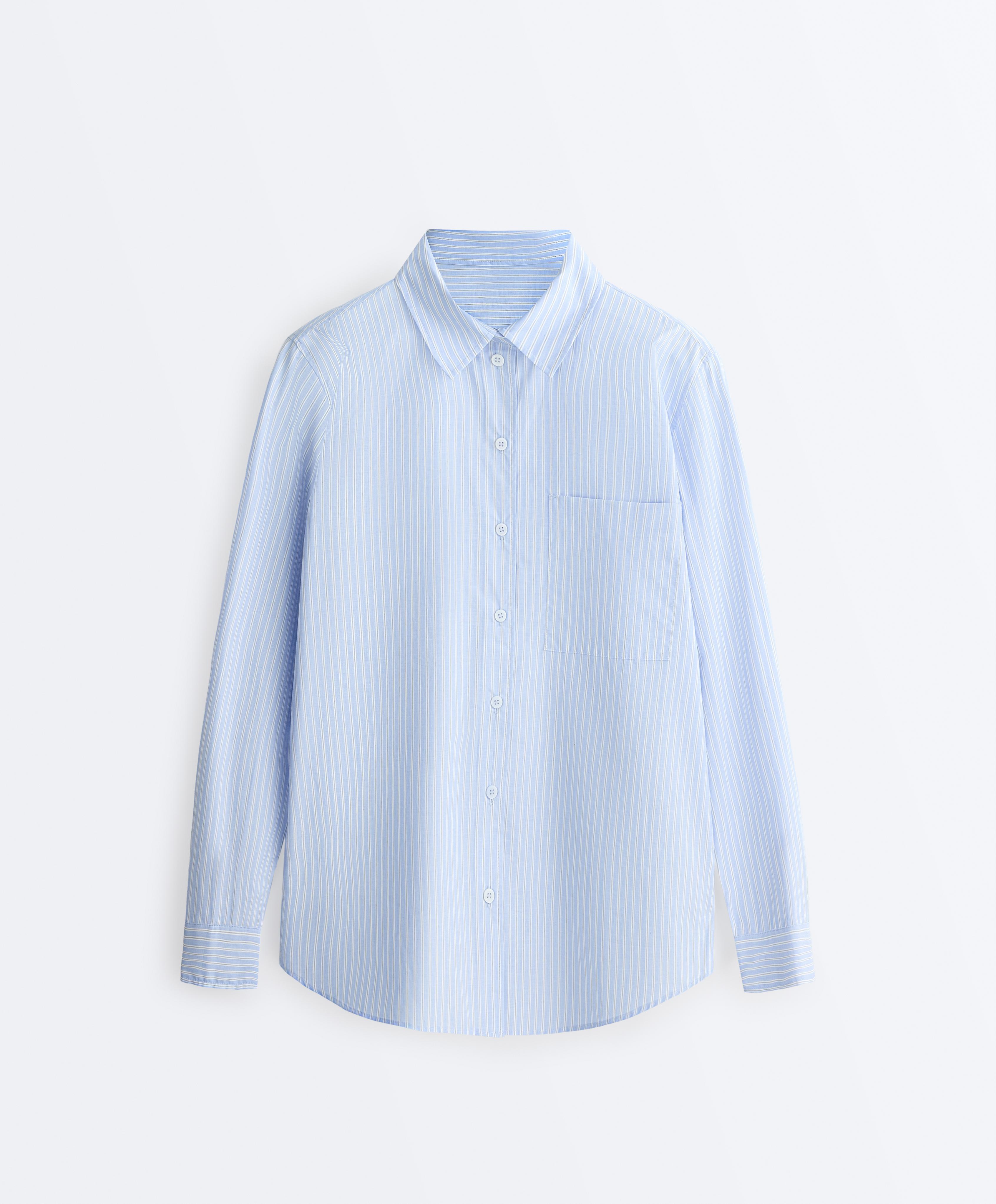 100% cotton long-sleeved shirt — PALE BLUE