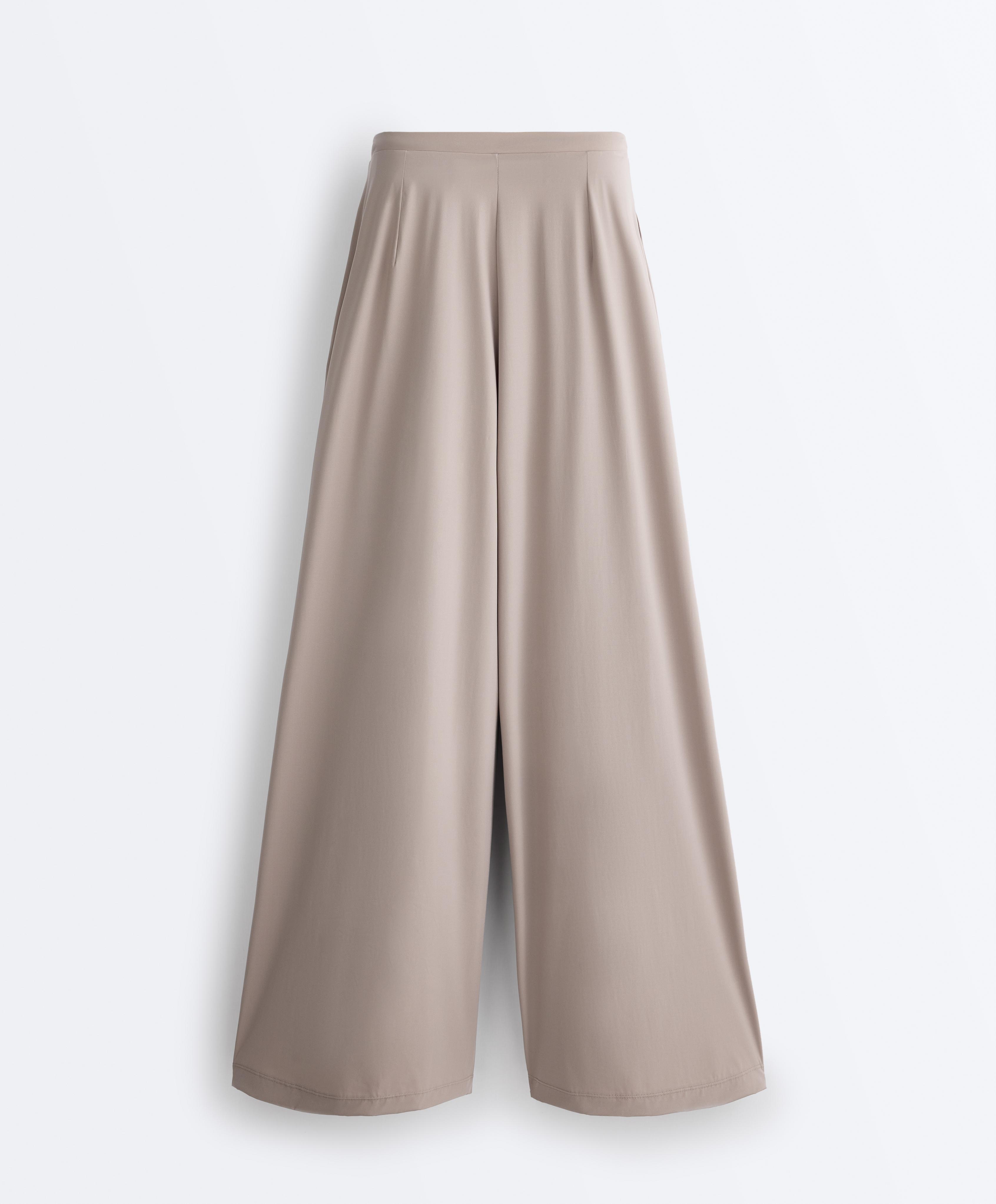 Light Touch wide leg trousers — PALE TAUPE