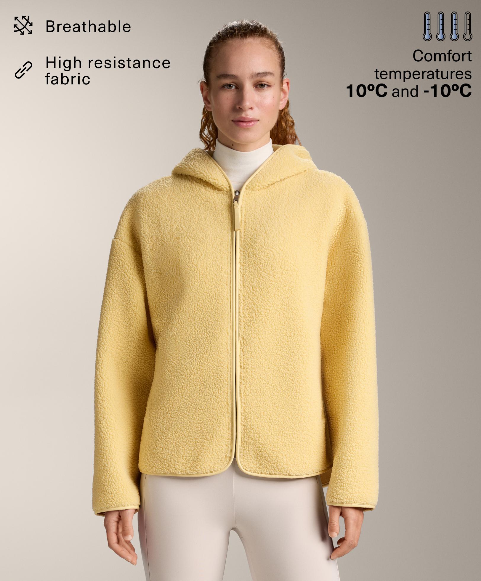 Faux-shearling jacket with hood — YELLOW