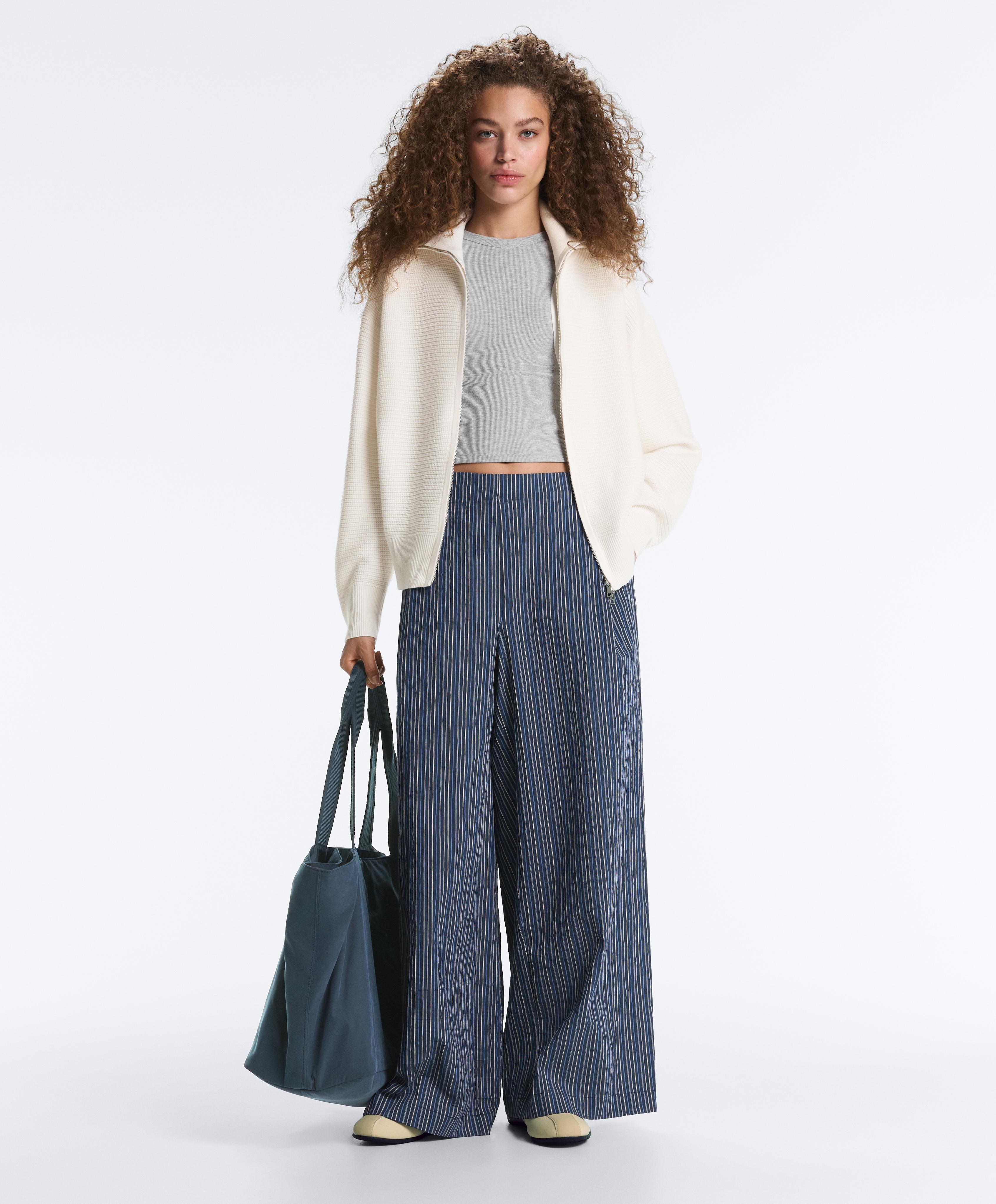 High neck knit jacket — PALE ECRU