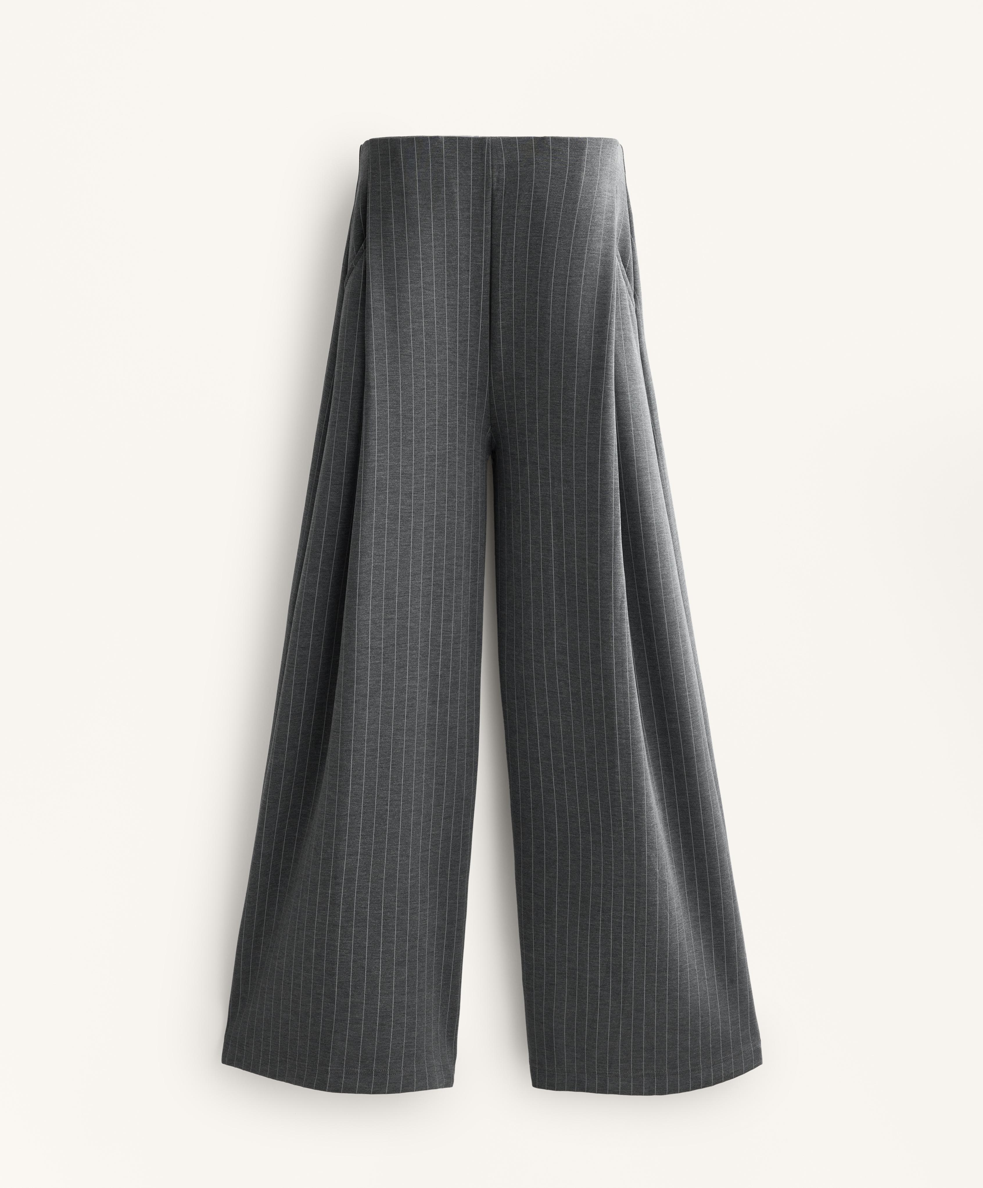 Pantalón ancho rayas con modal tacto suave Pantalón ancho rayas con modal tacto suave