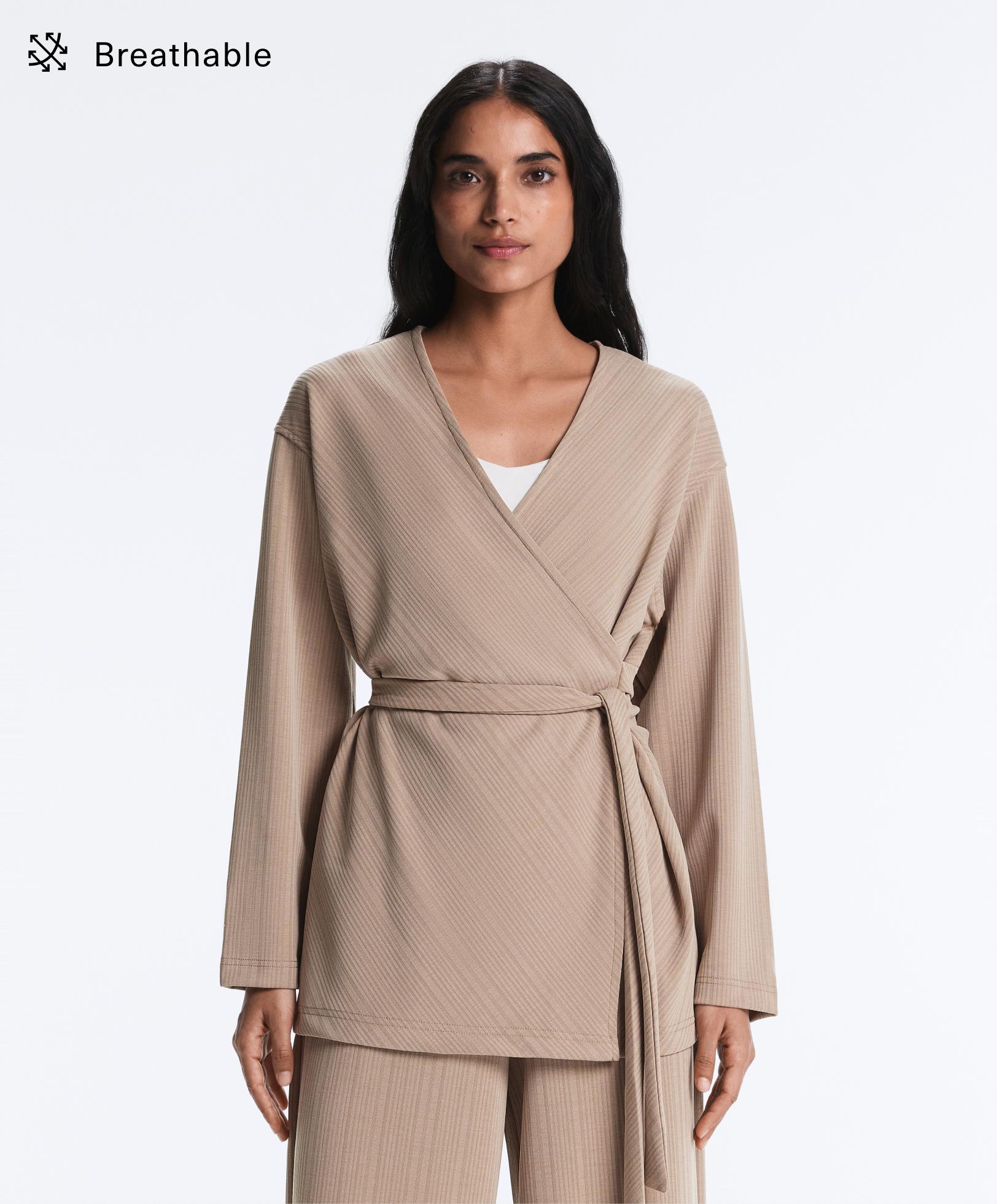 Long asymmetric stripe jacket with modal