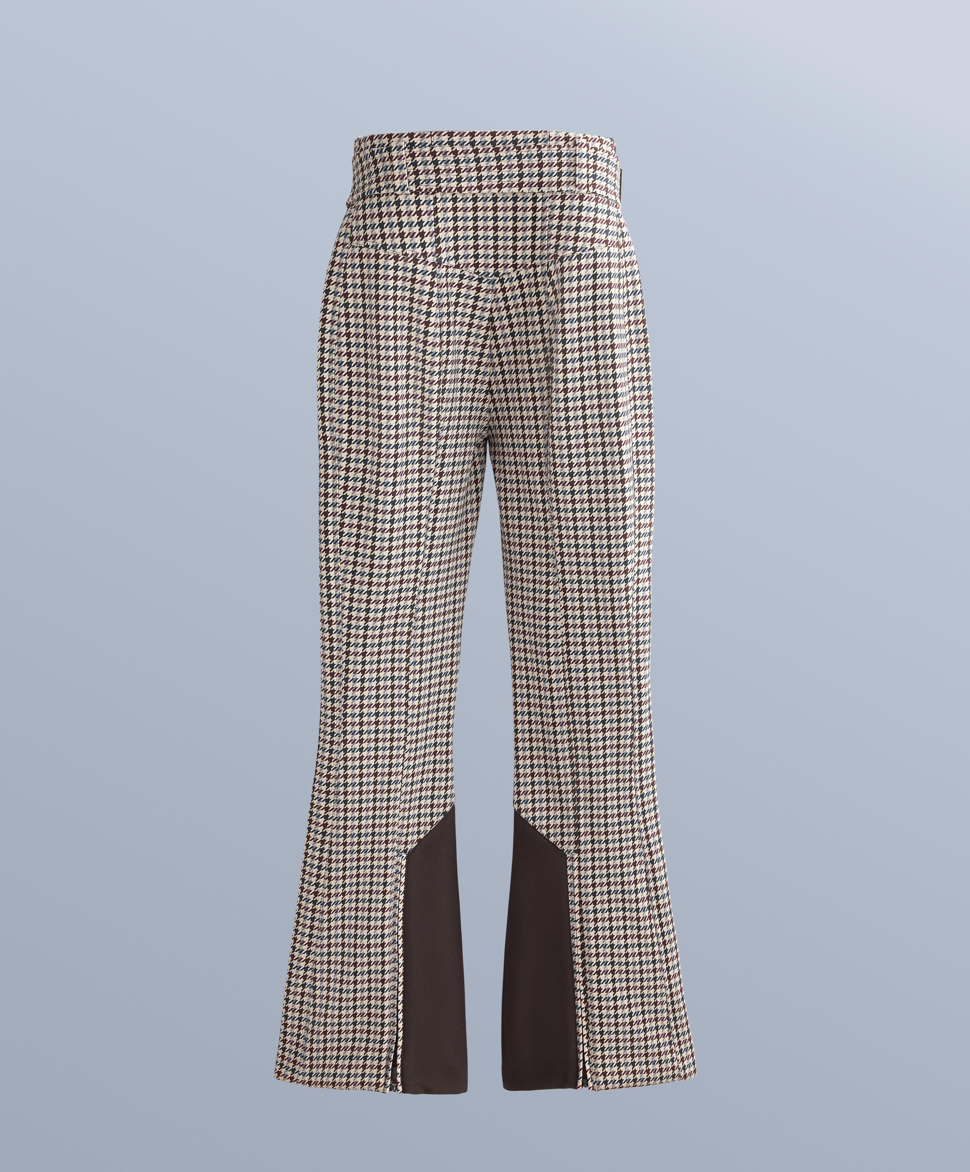 Water-resistant printed high-rise flare stretch SKI trousers — PALE MINK
