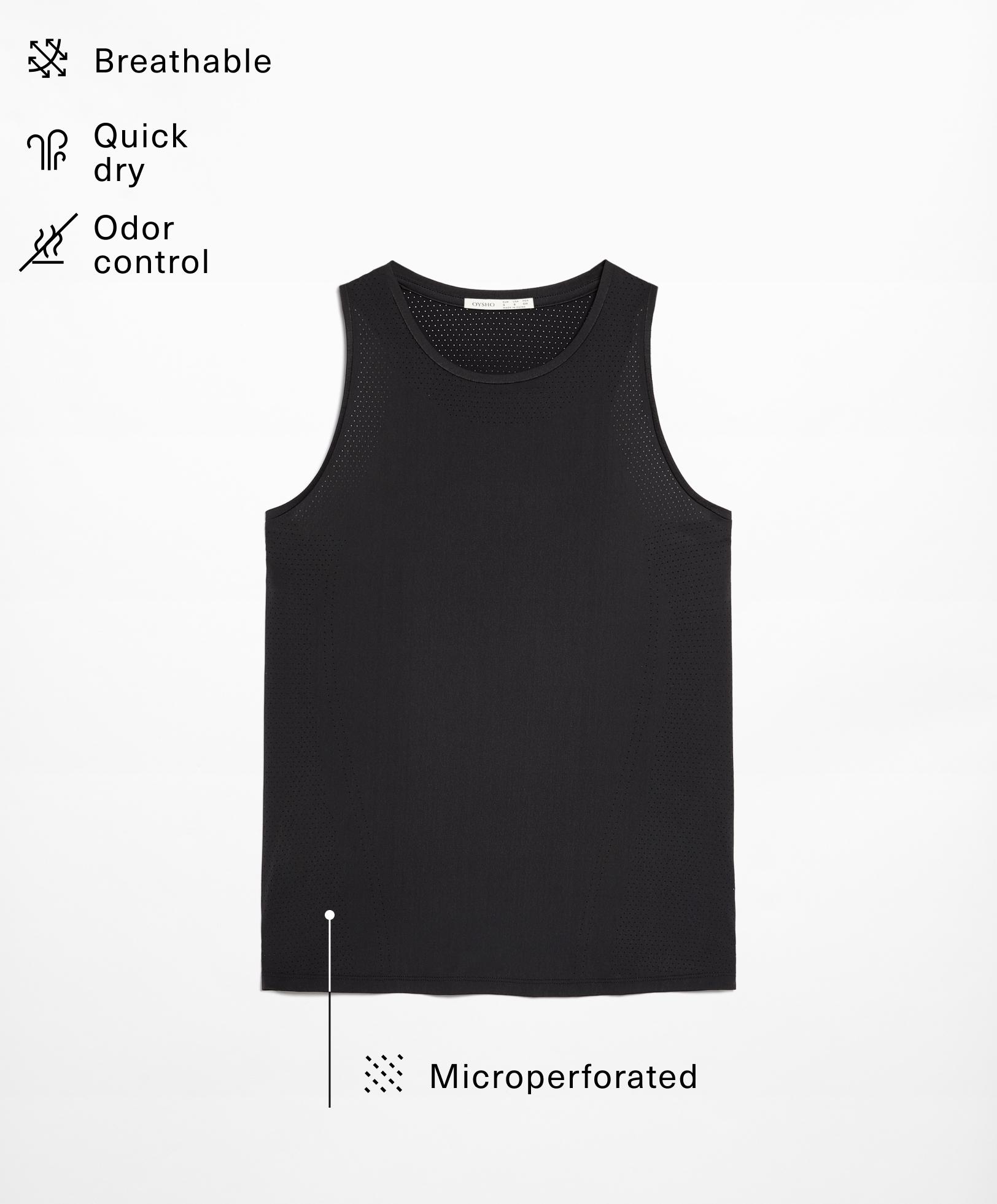 Sleeveless technical T-shirt with open back