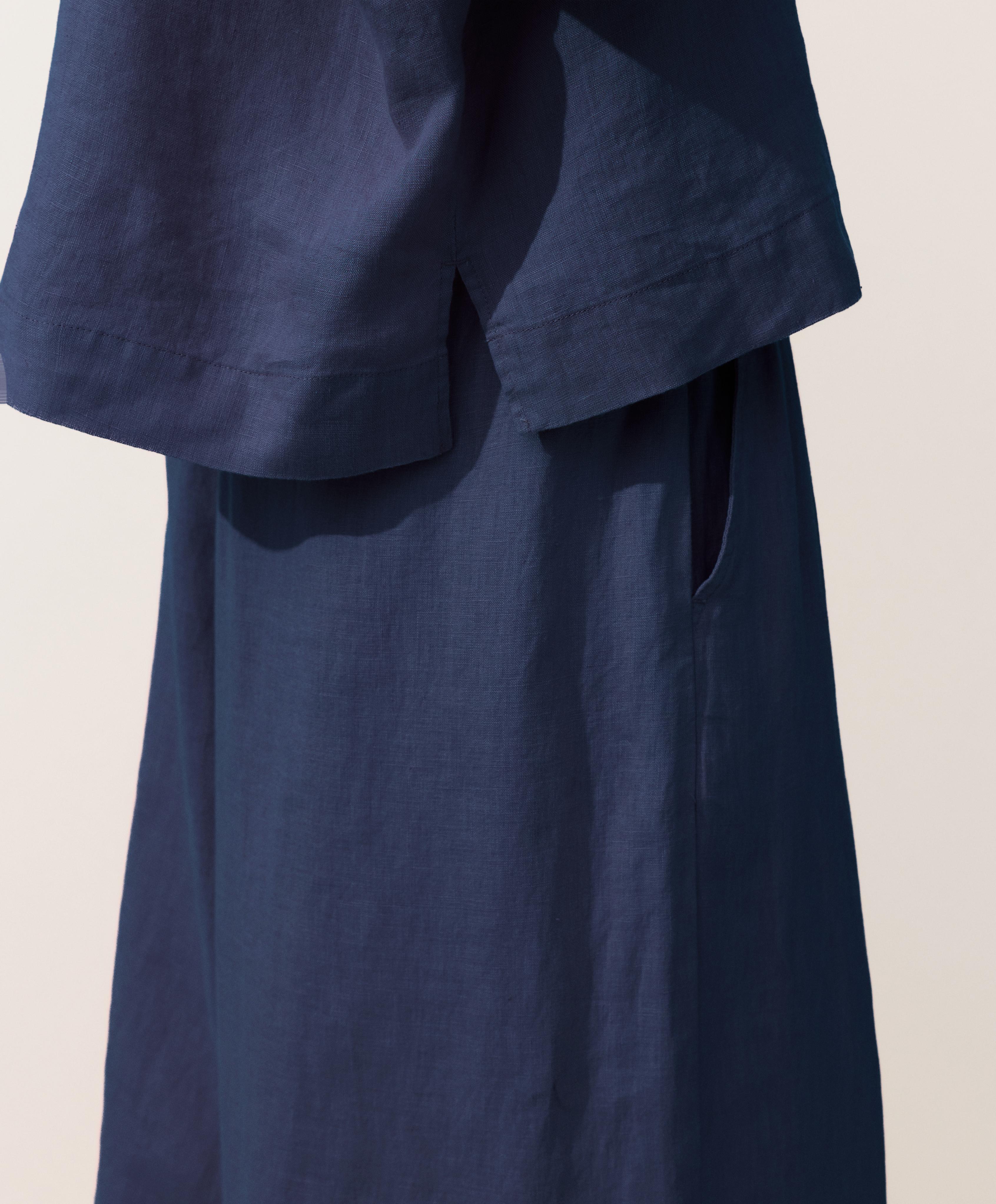 Oversize 100% linen polo shirt — NAVY