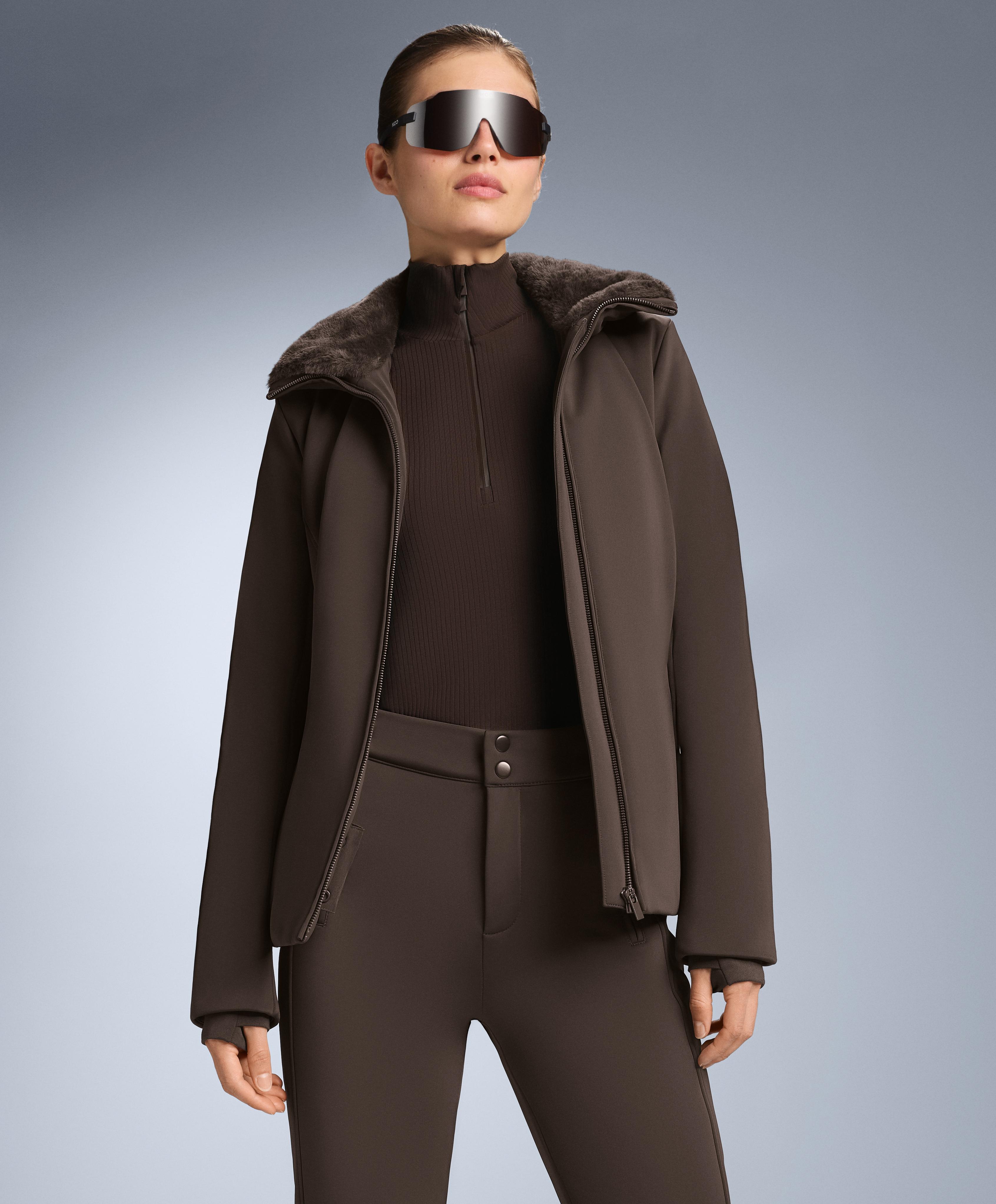 Thermal base layer rib T-shirt — DARK REDDISH‑BROWN