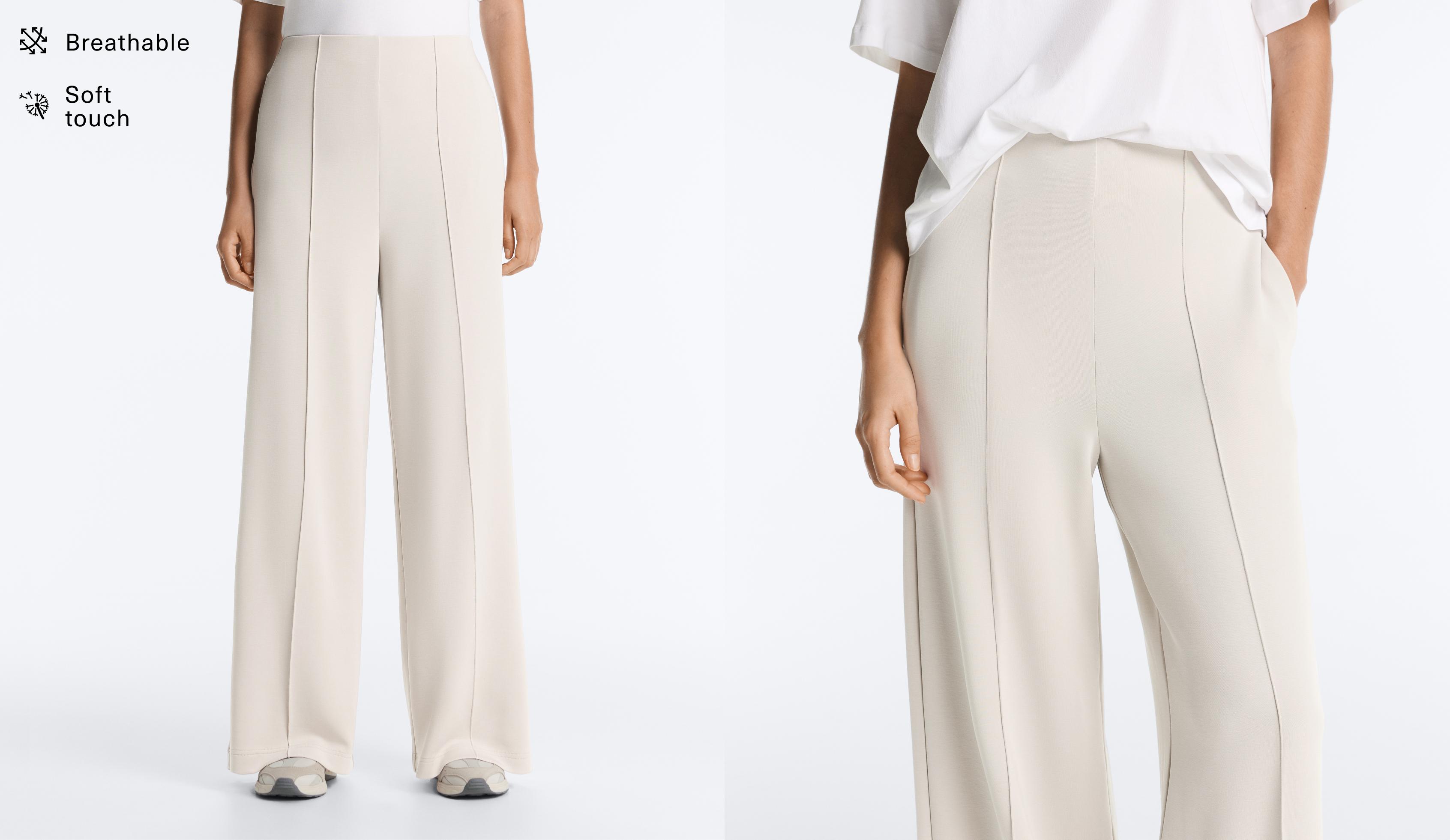 Straight-leg trousers with modal and crease — PALE MINK