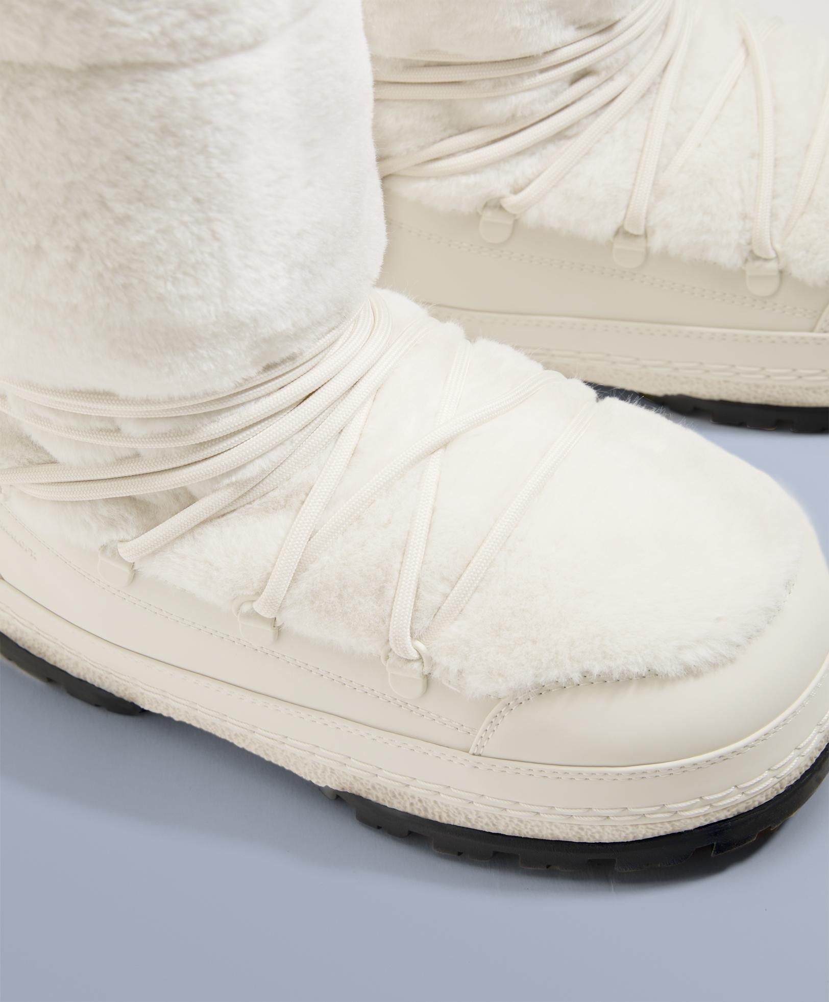 Lace-up technical faux fur boots — ECRU