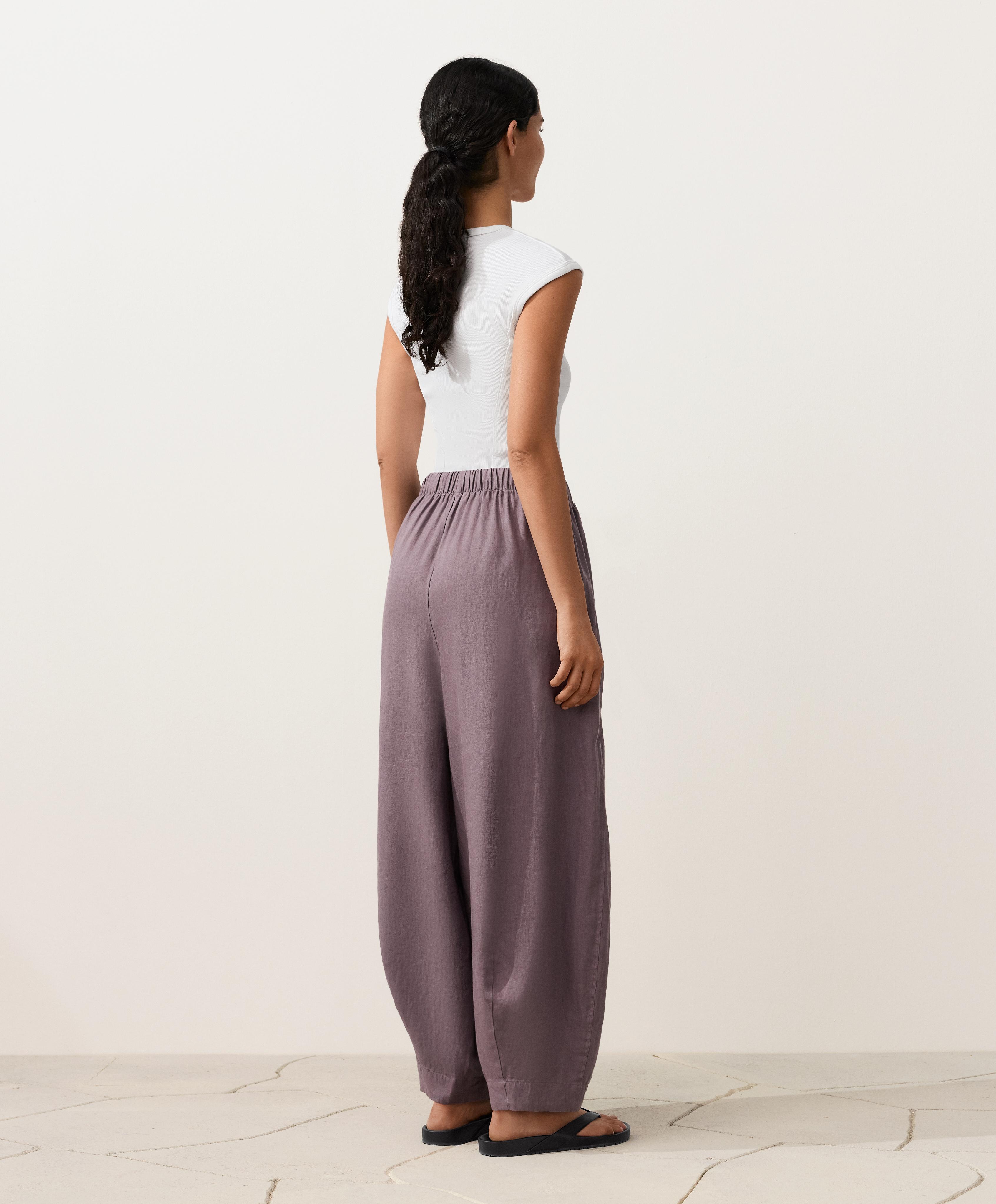100% linen balloon trousers — DUSTY LILAC