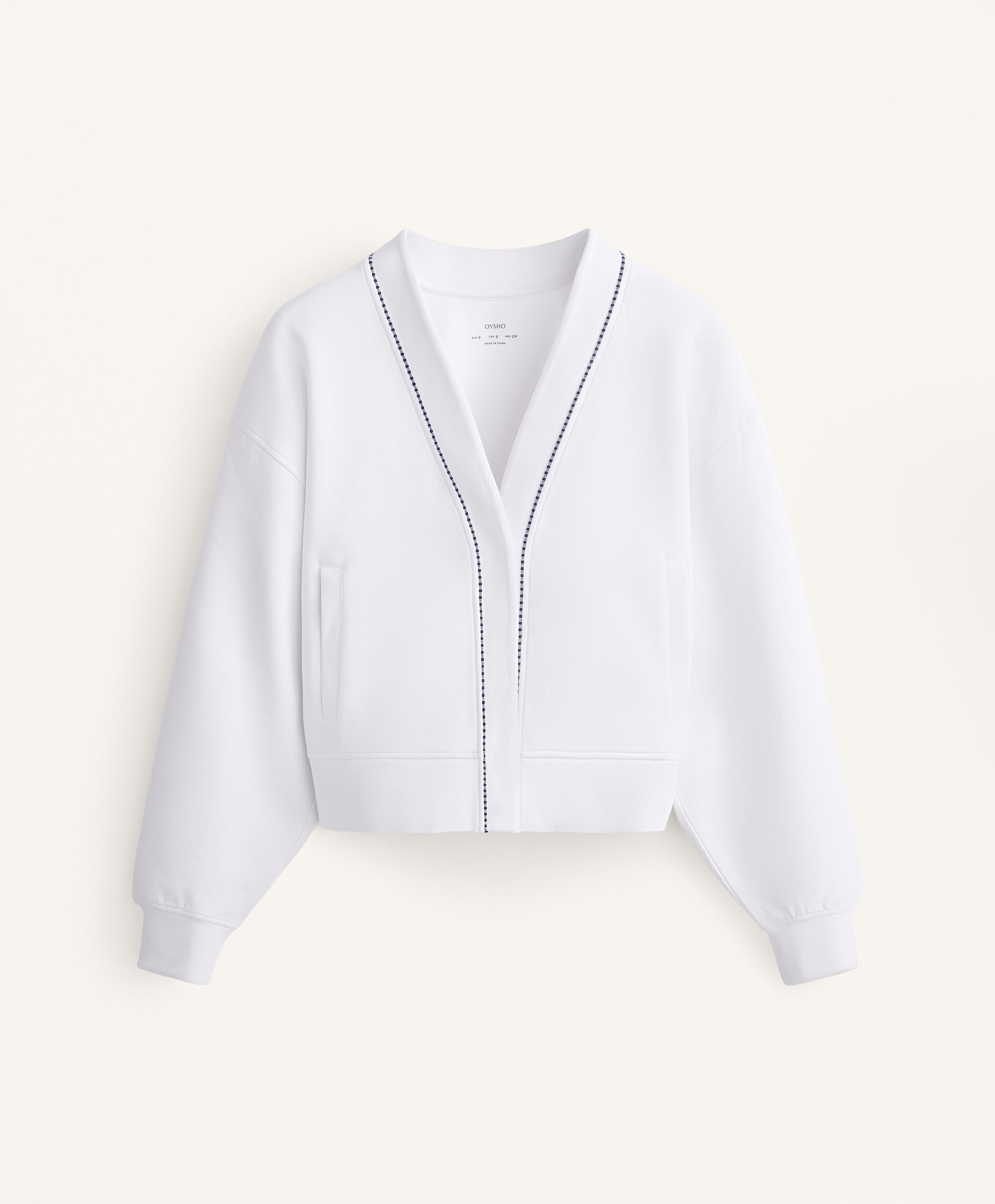 Cotton blend heavy weight piqué cardigan OYSHO Portugal