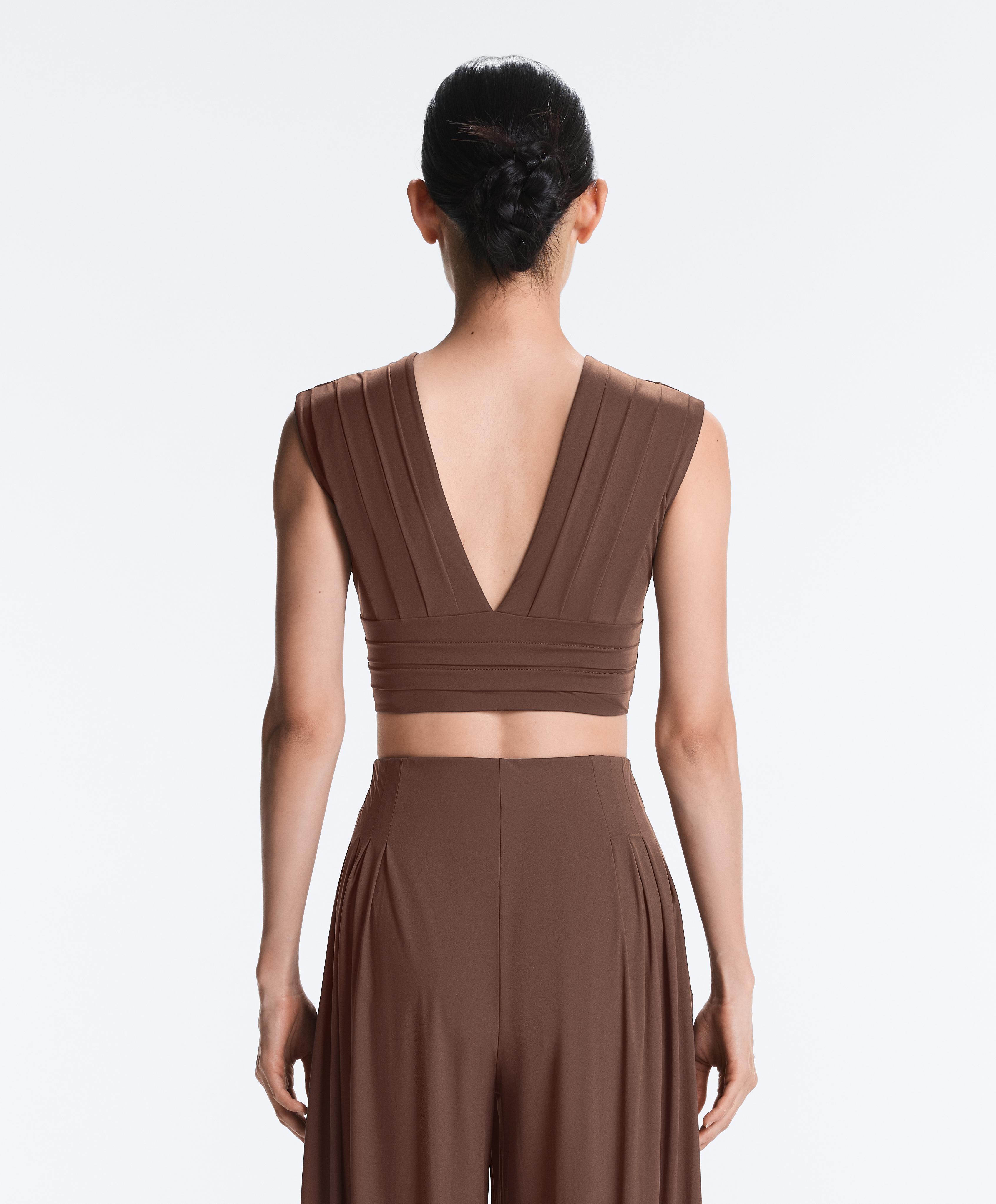 Light Touch pleated tank top — MID-BROWN