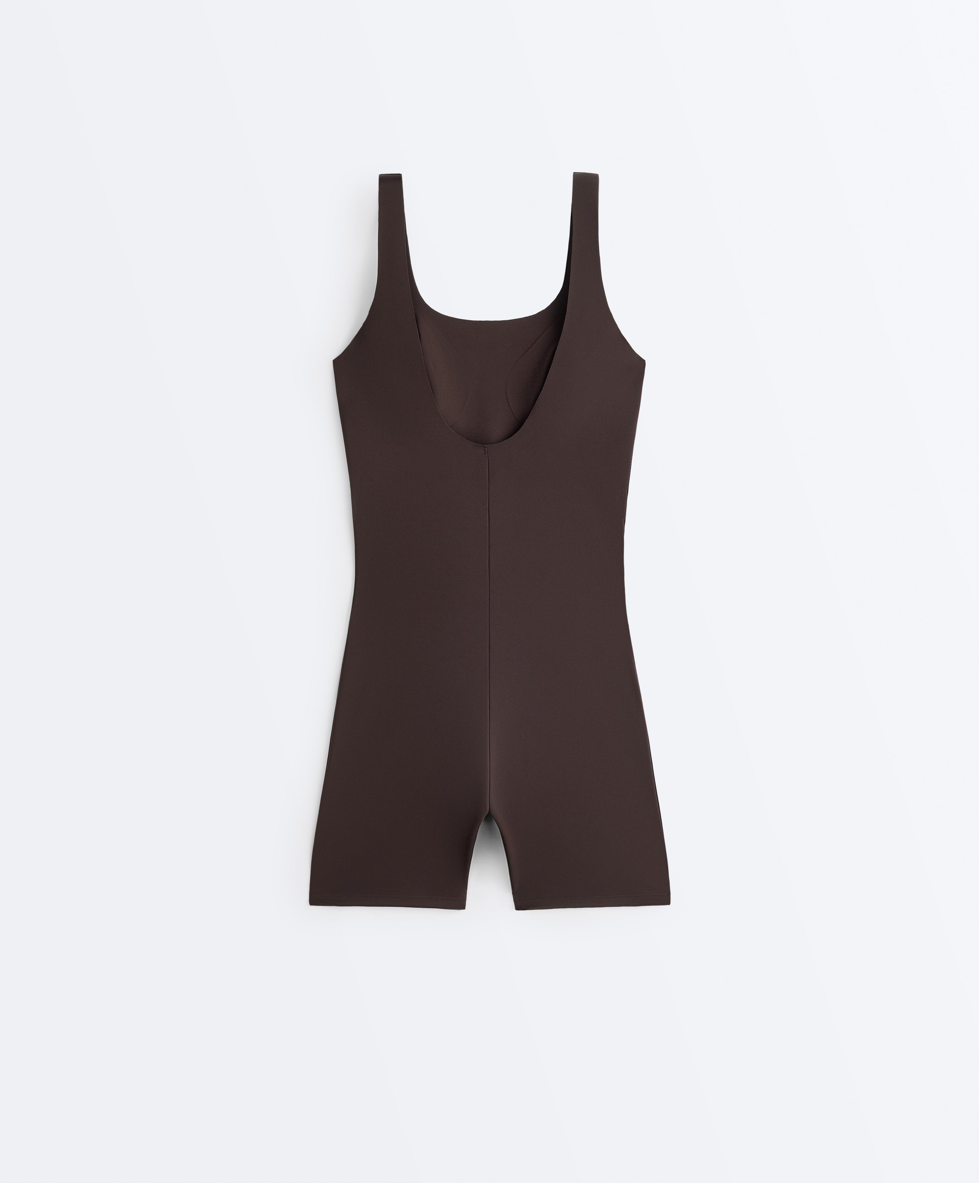 Perfect-adapt strappy short jumpsuit — DARK REDDISH‑BROWN