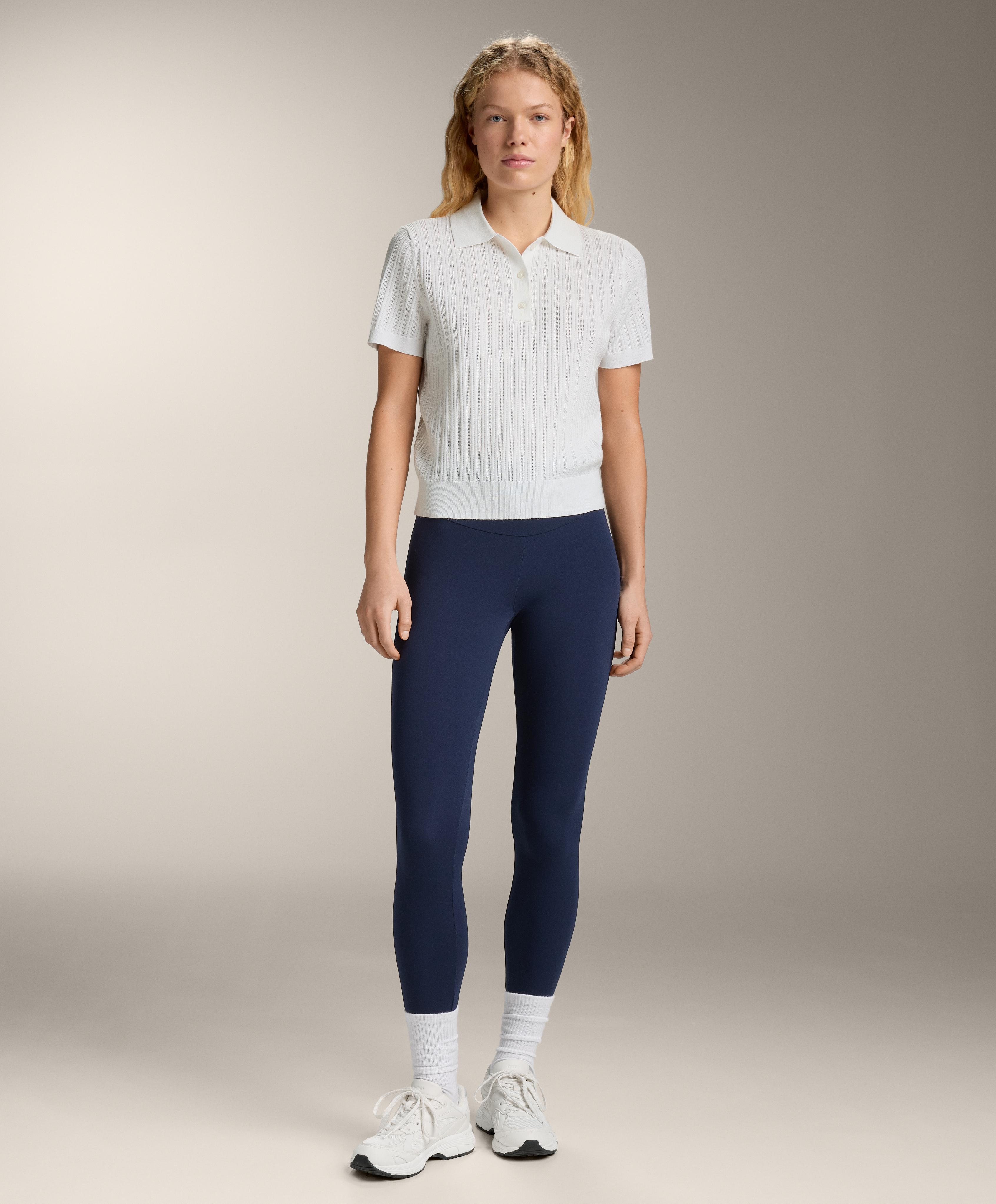Pointelle knit polo shirt — WHITE