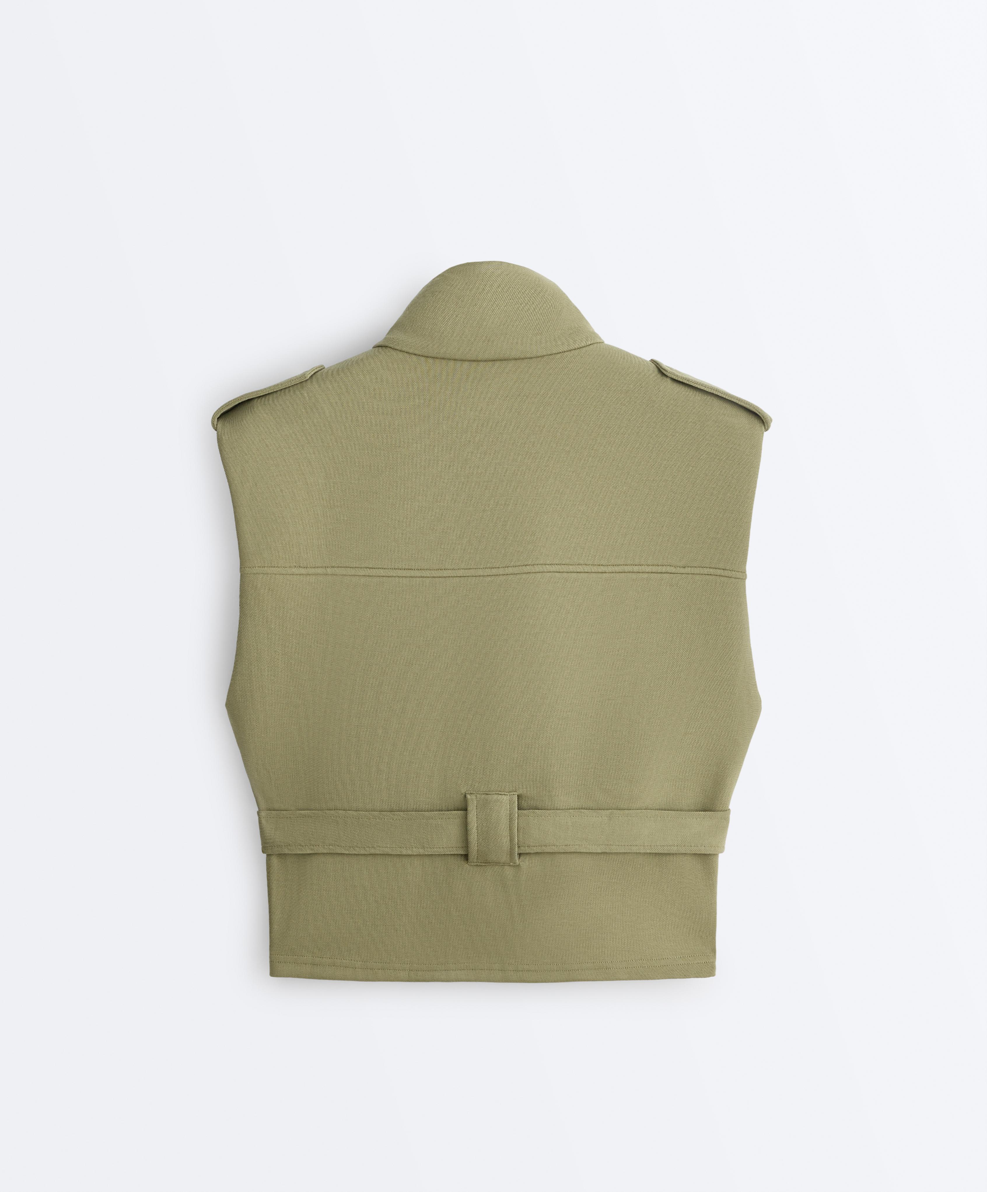 Utility piqué gilet with cotton belt — YELLOW GREEN