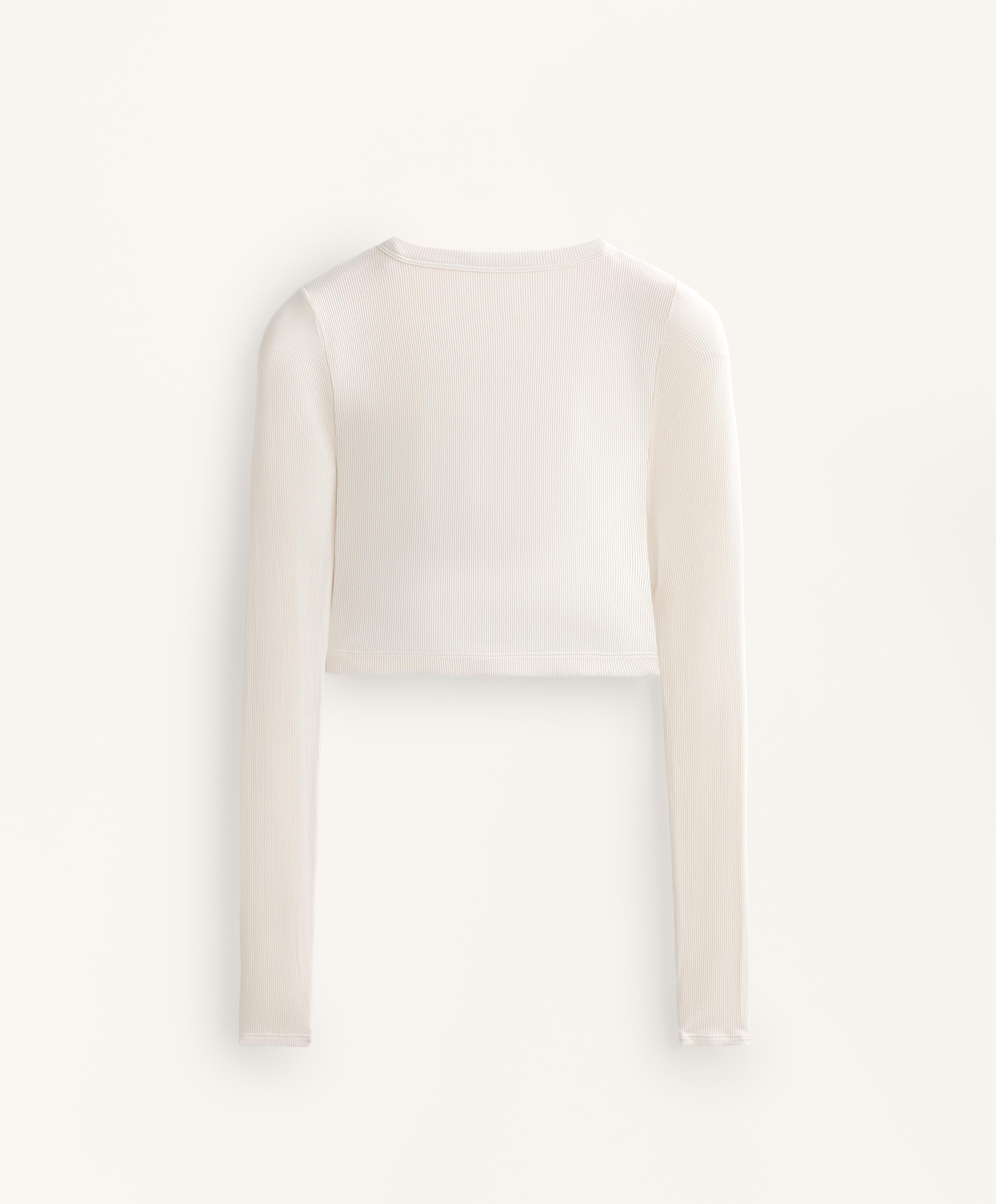 Rib modal blend long sleeve crossover tank top — PALE ECRU