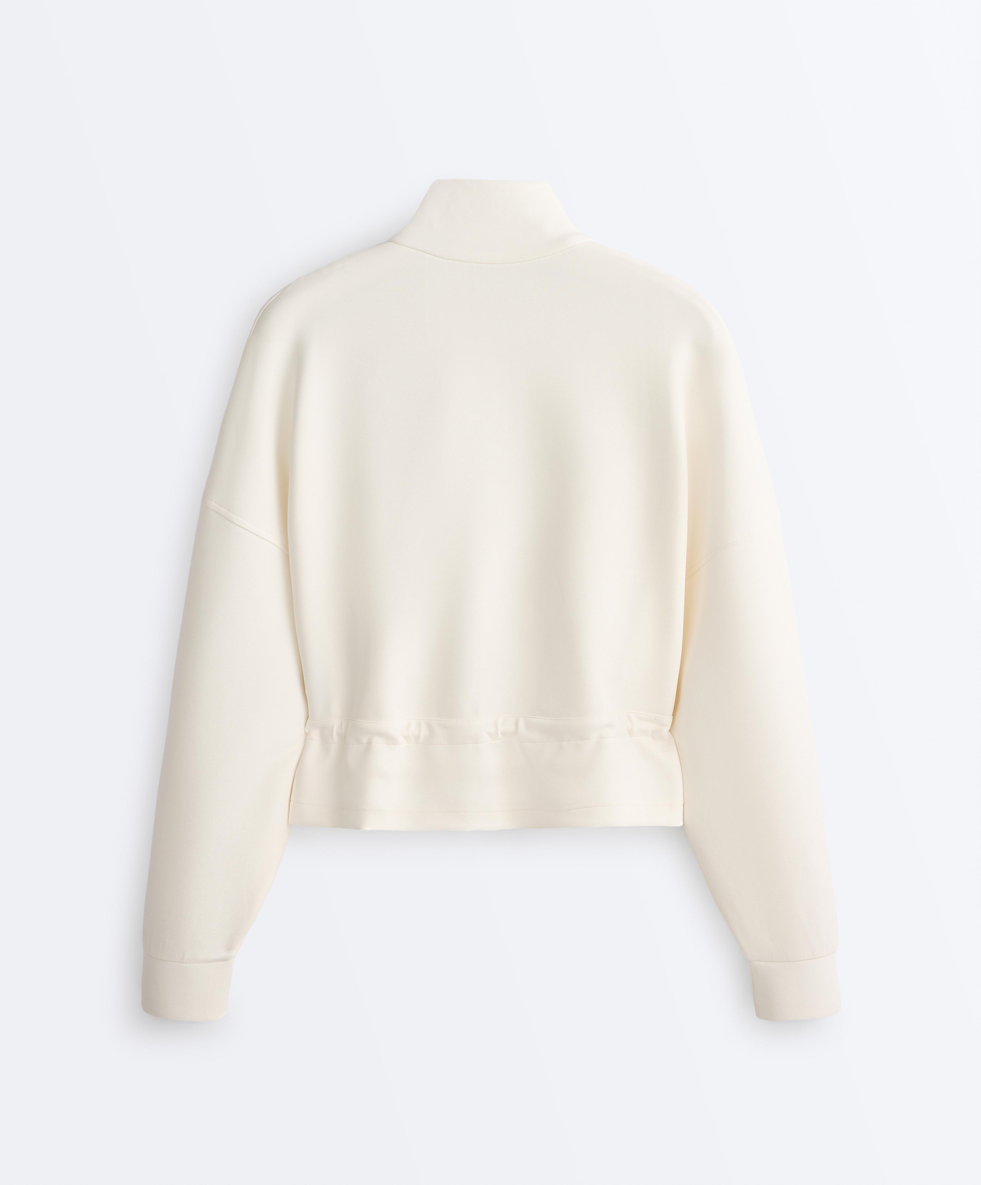 Soft-touch modal jacket with rib trim — PALE ECRU
