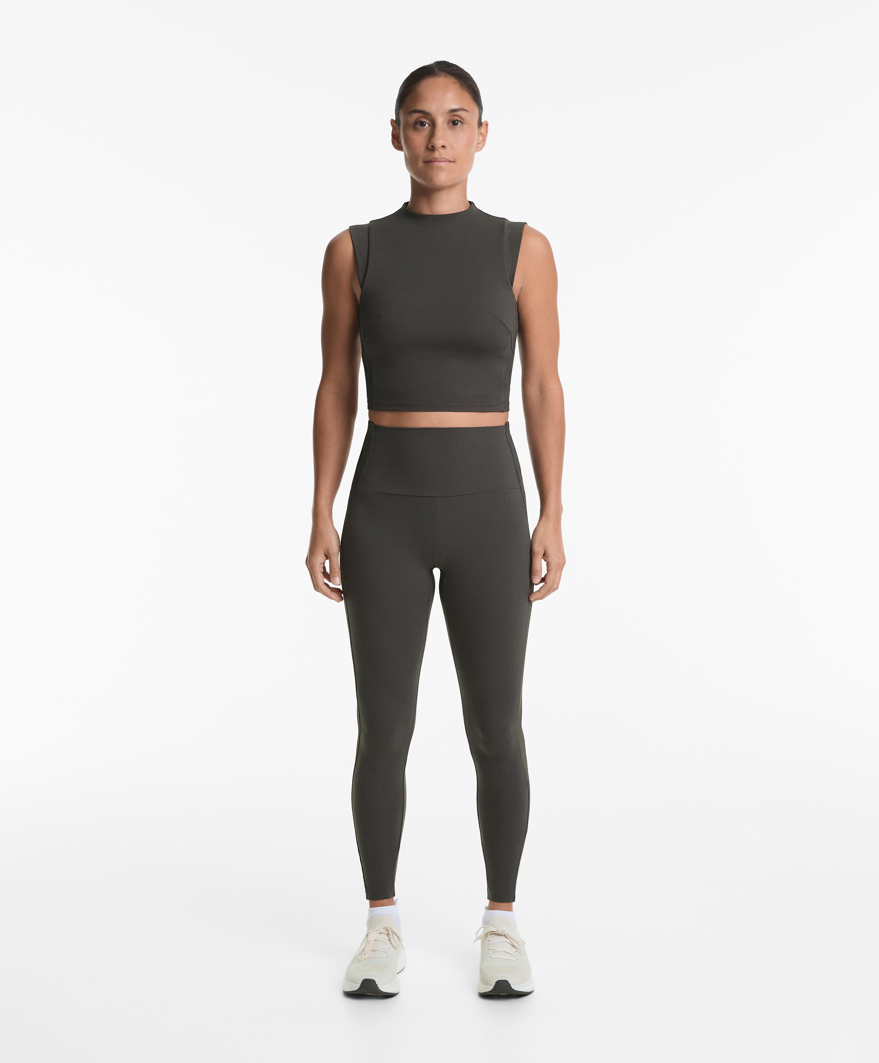 Waist Oysho Gym Wear Yoga Oysho Fitness Wear Grey Rib High Rise