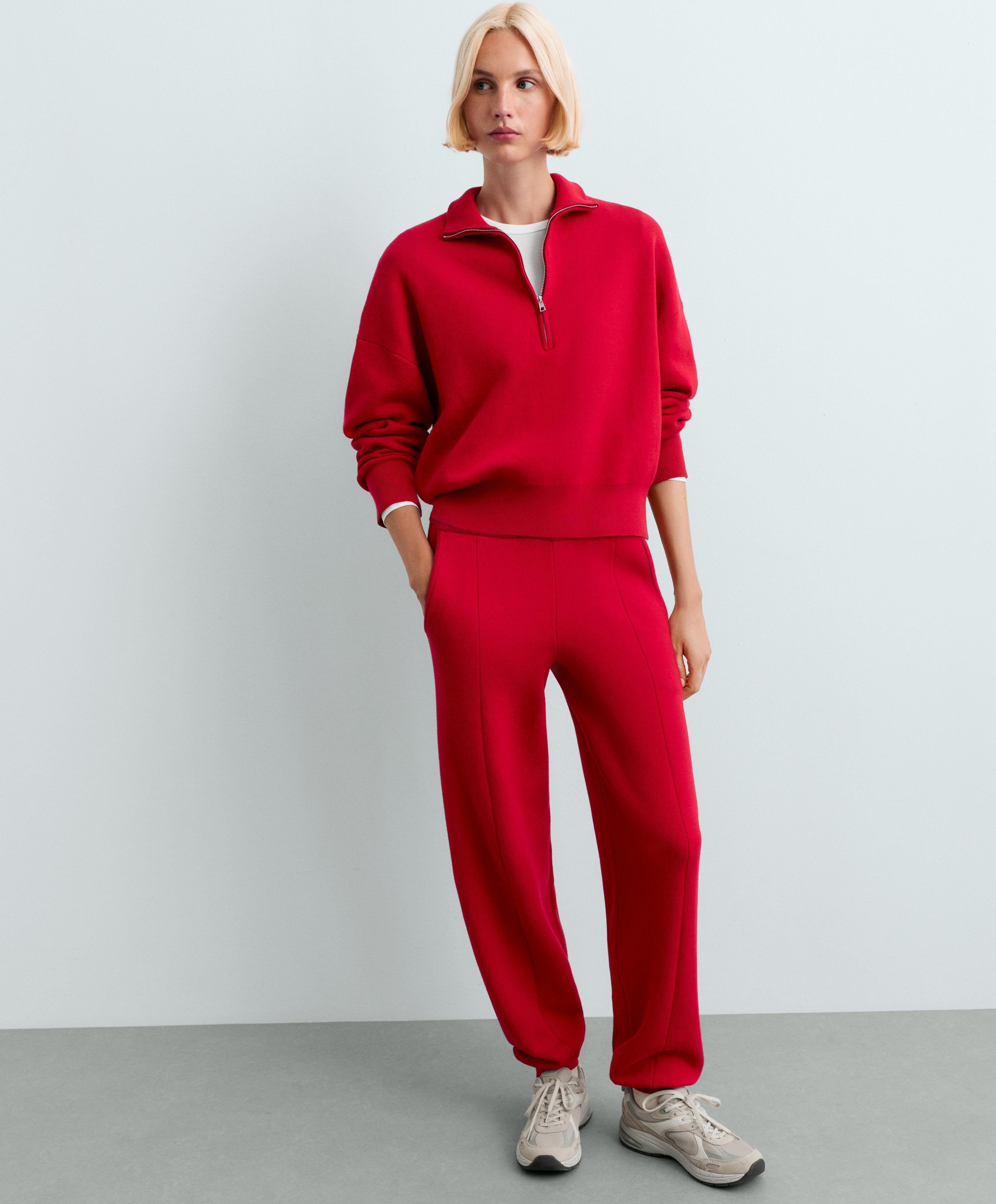 Cotton-blend knit joggers — STRAWBERRY