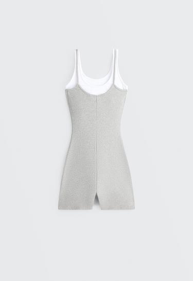 Comfortlux short jumpsuit with heathered overlay — GREY MELANGE 8