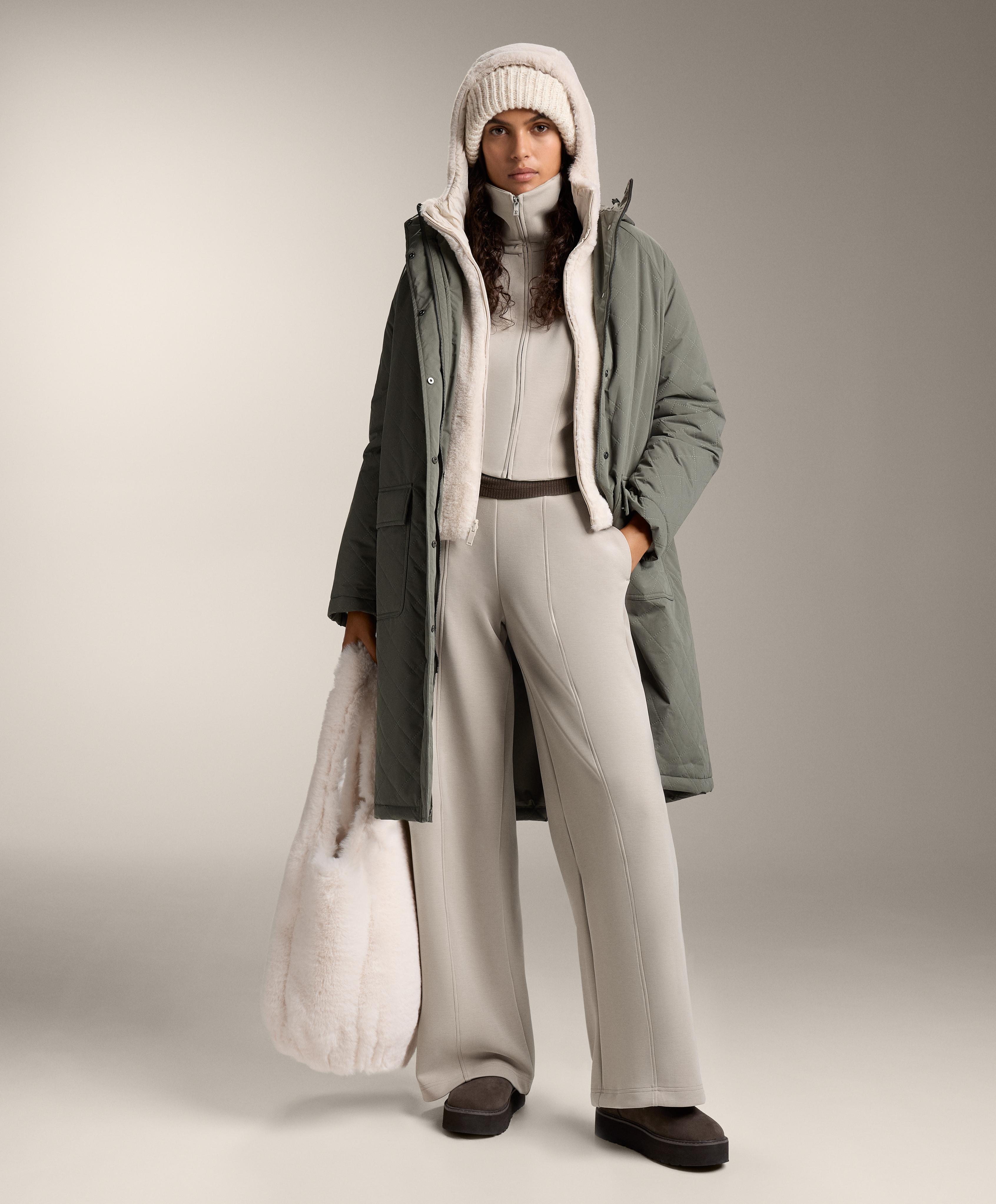 High-neck jacket with rib details and modal
