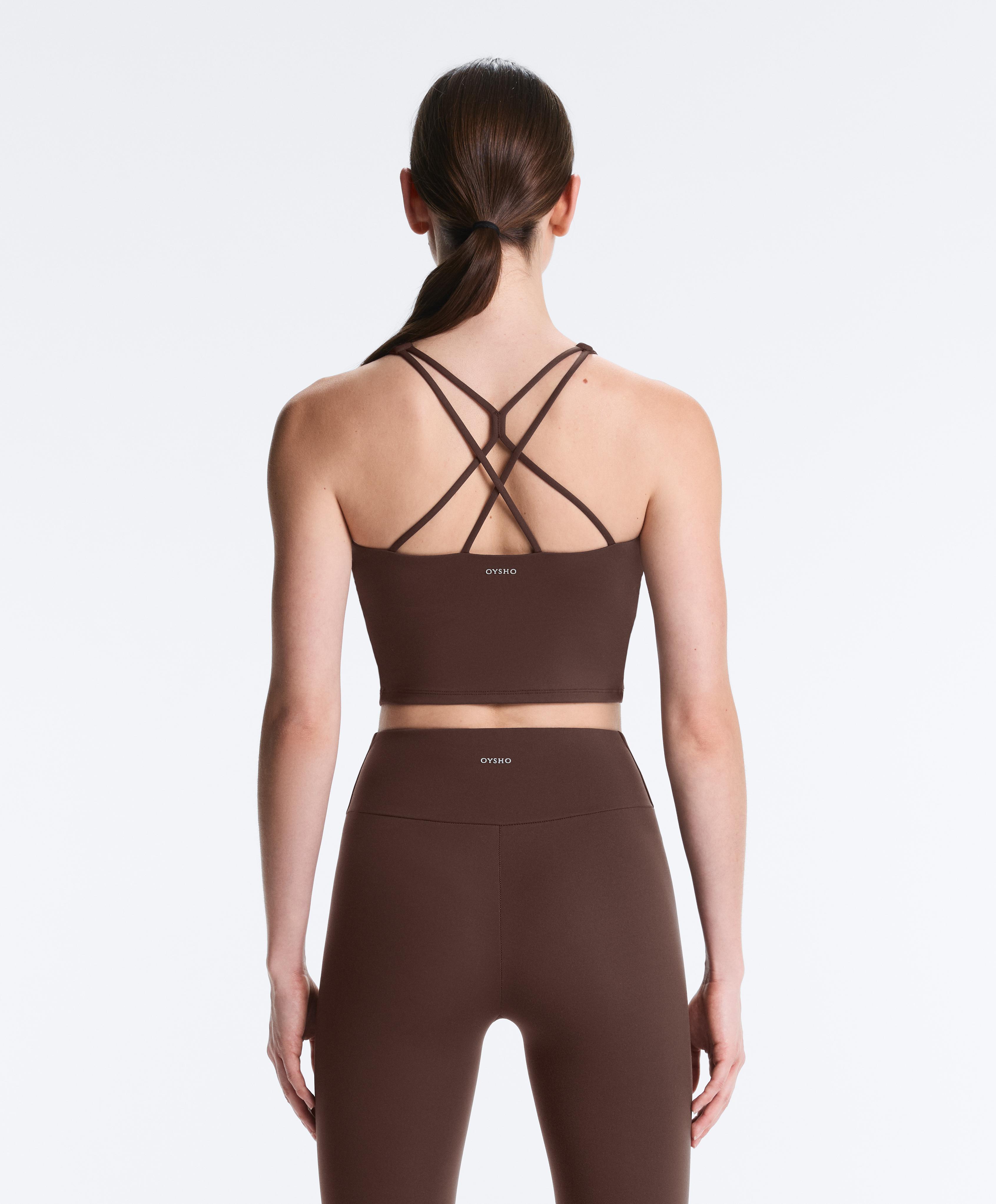 Comfortlux strappy tank top with cups — BROWN