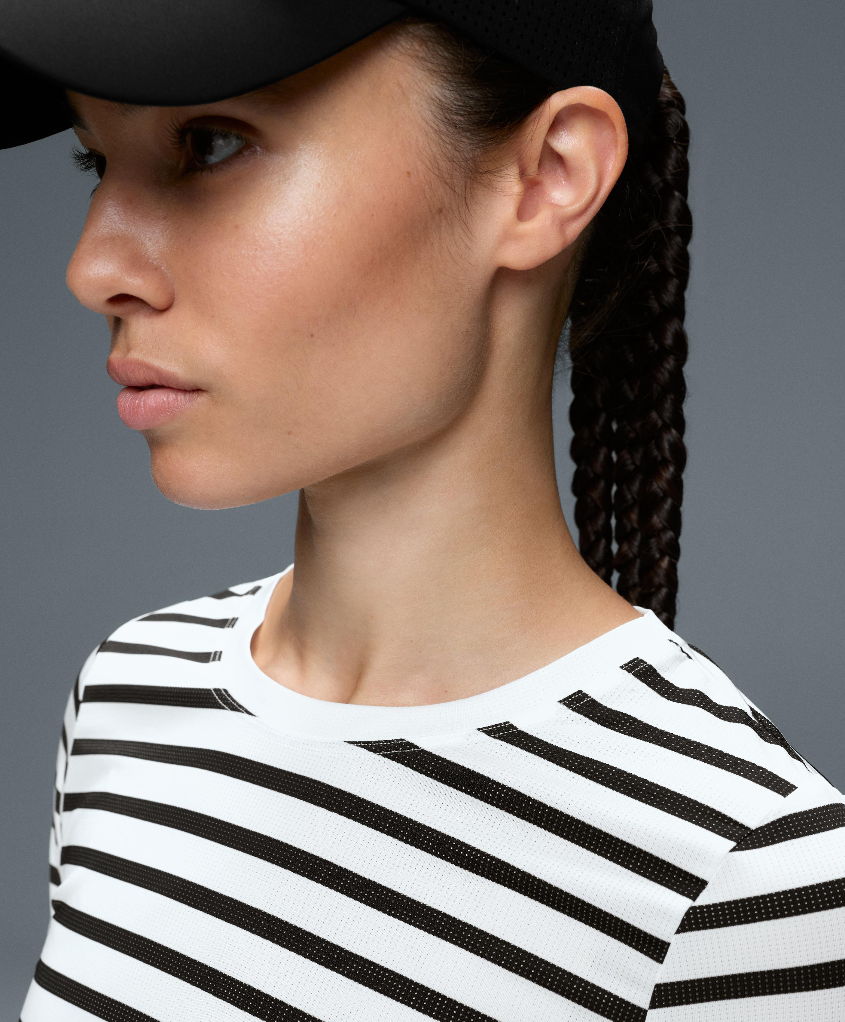 Striped long-sleeve technical T-shirt — BLACK