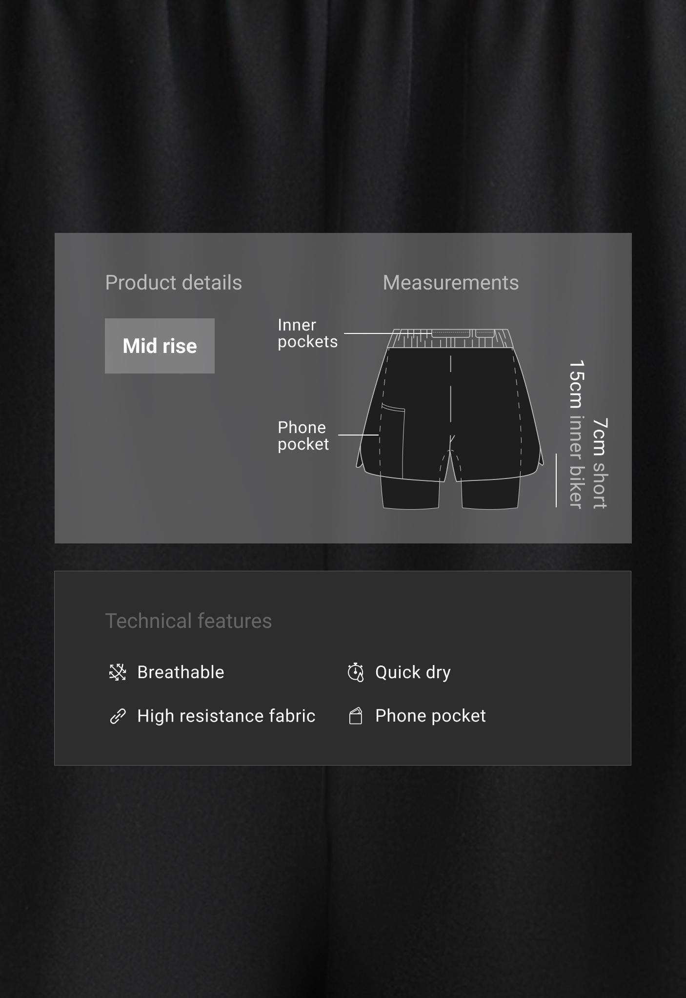 Mid rise 2-in-1 technical shorts Mid rise 2-in-1 technical shorts