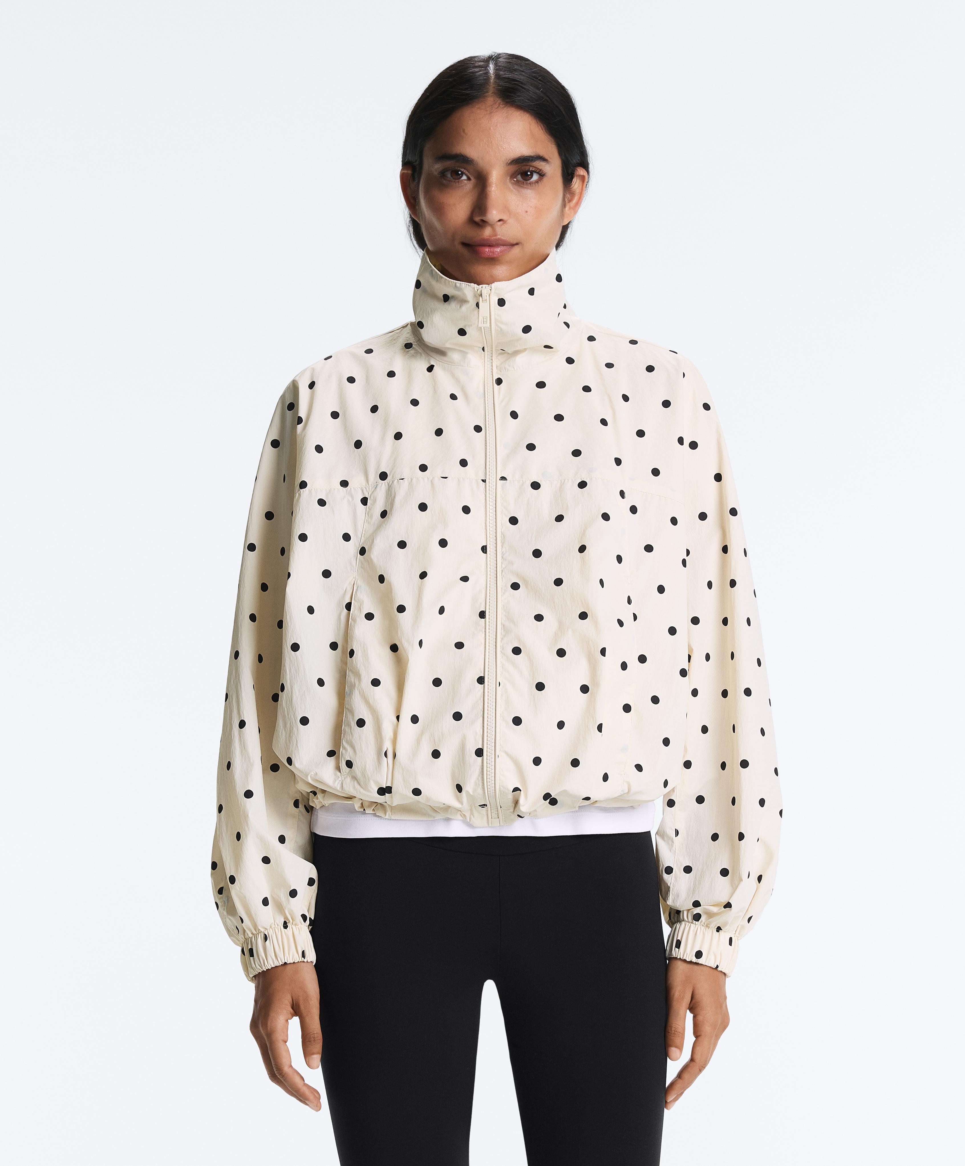 Polka dot water-repellent jacket — PALE ECRU