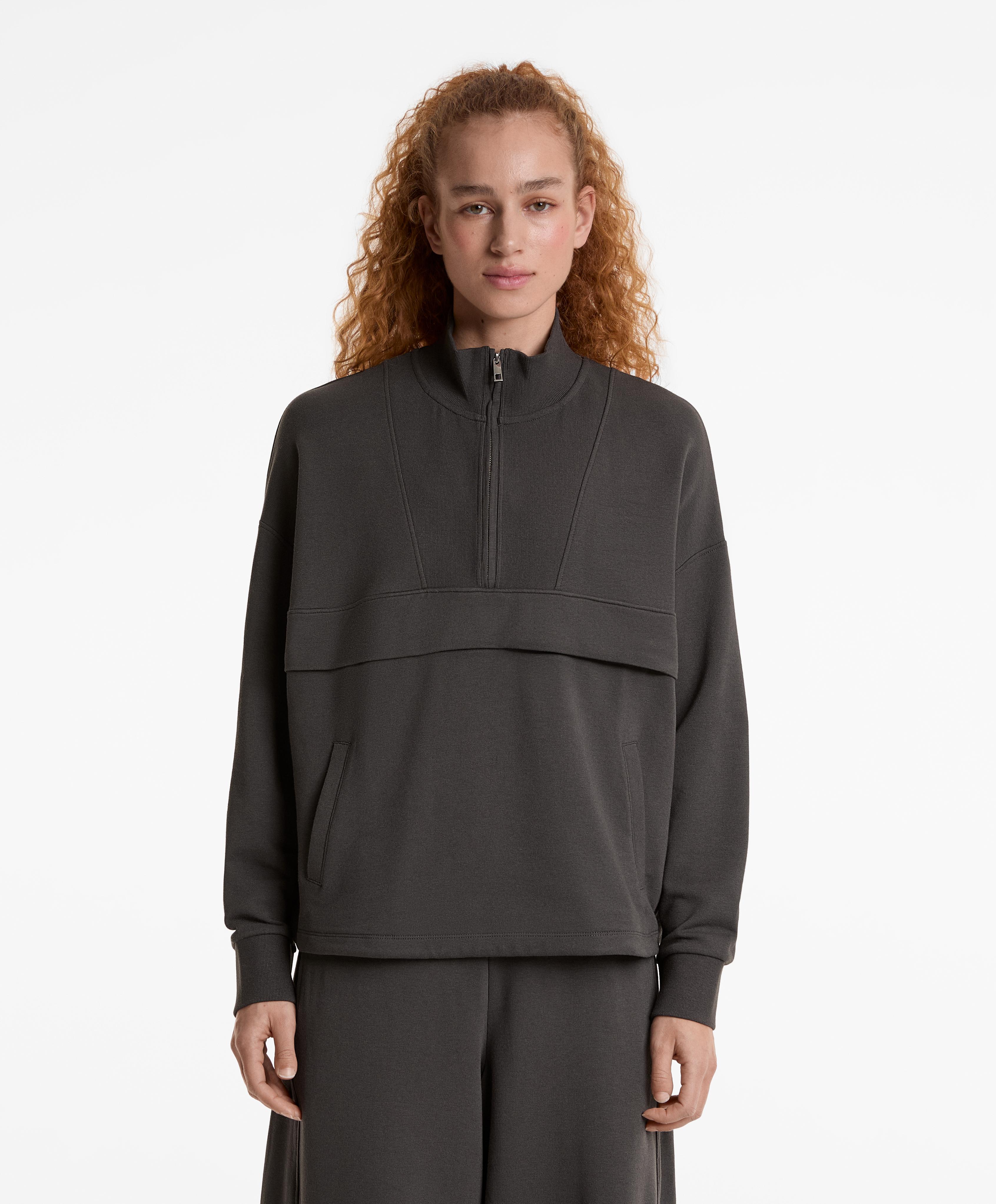 High-neck sweatshirt with cotton and modal