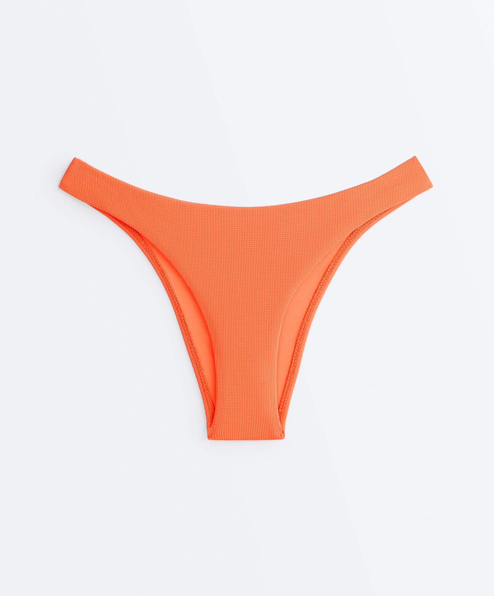 Piqué medium-coverage U-cut bikini briefs — WASHED ORANGE