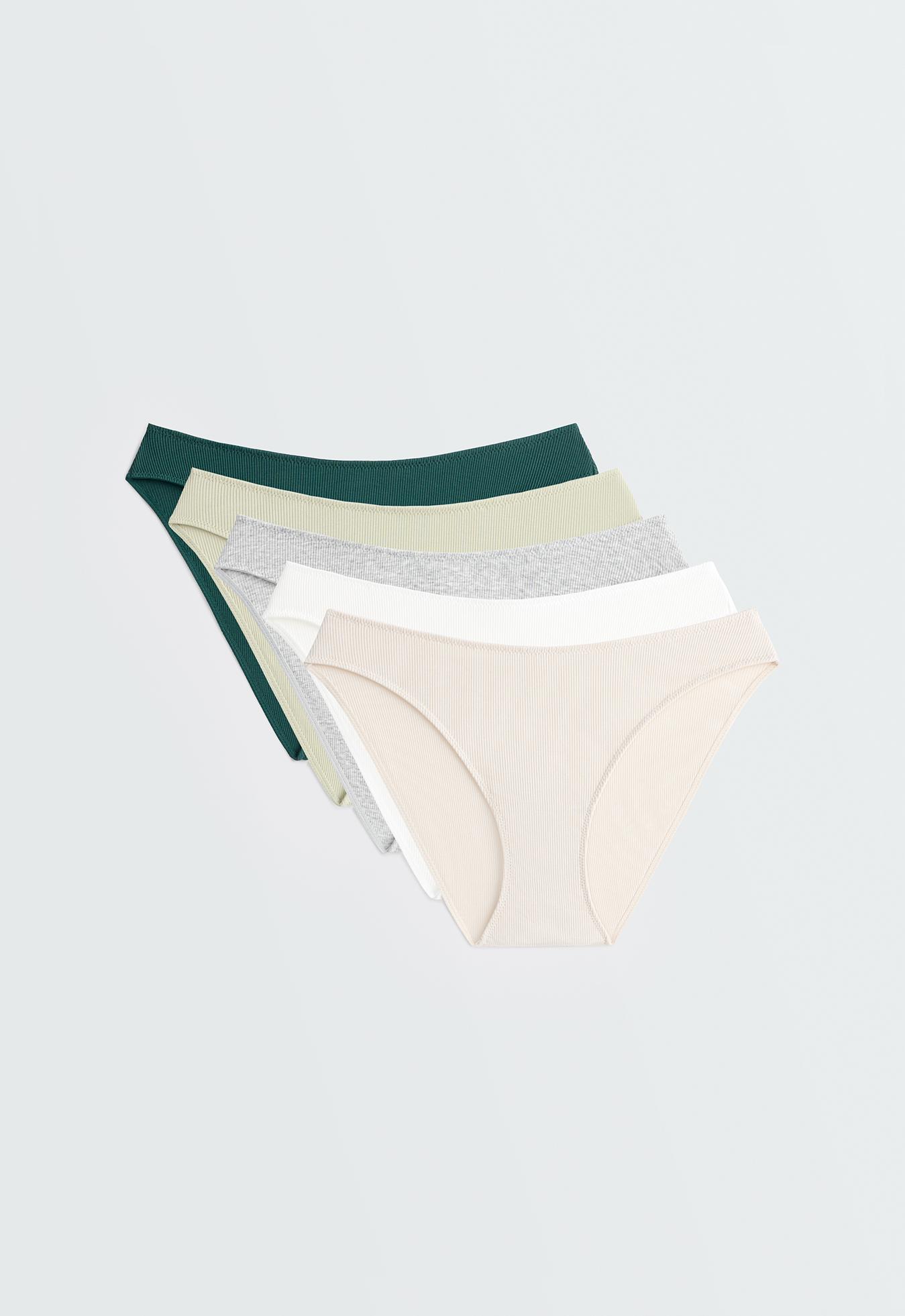 5 cotton rib U-cut classic briefs — MID KHAKI