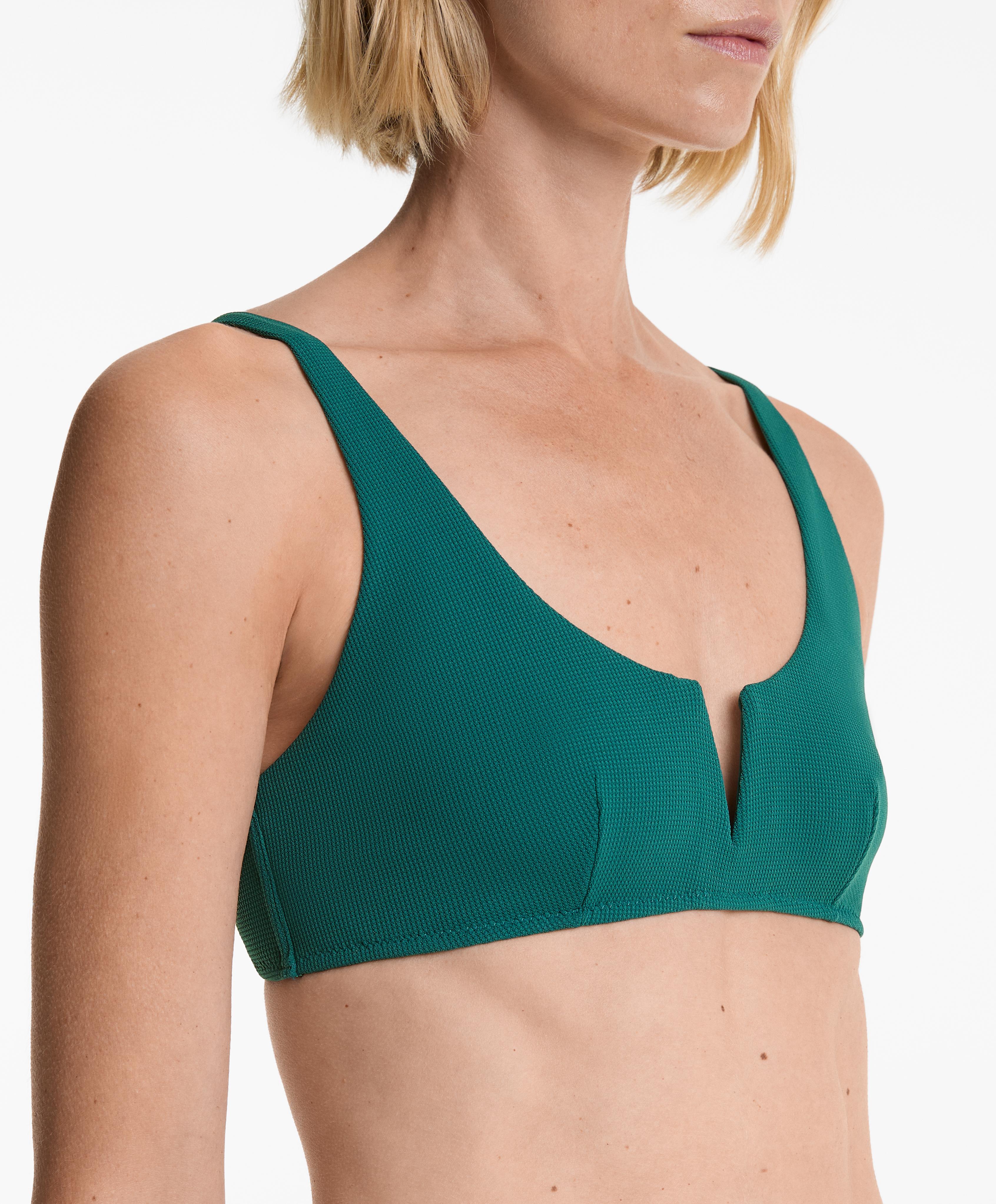 Piqué halter bikini top