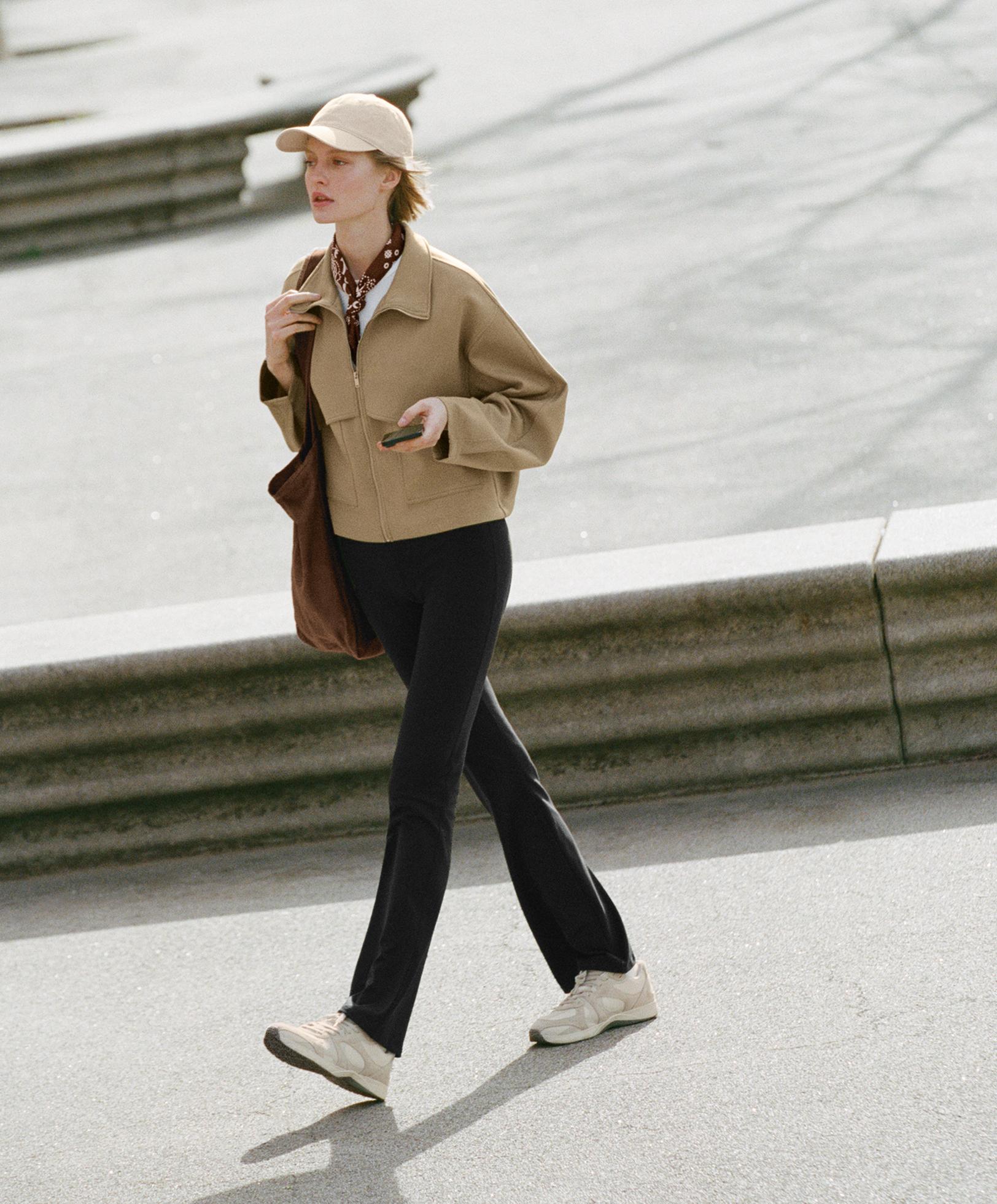 Evermove high rise flare trousers — BROWN