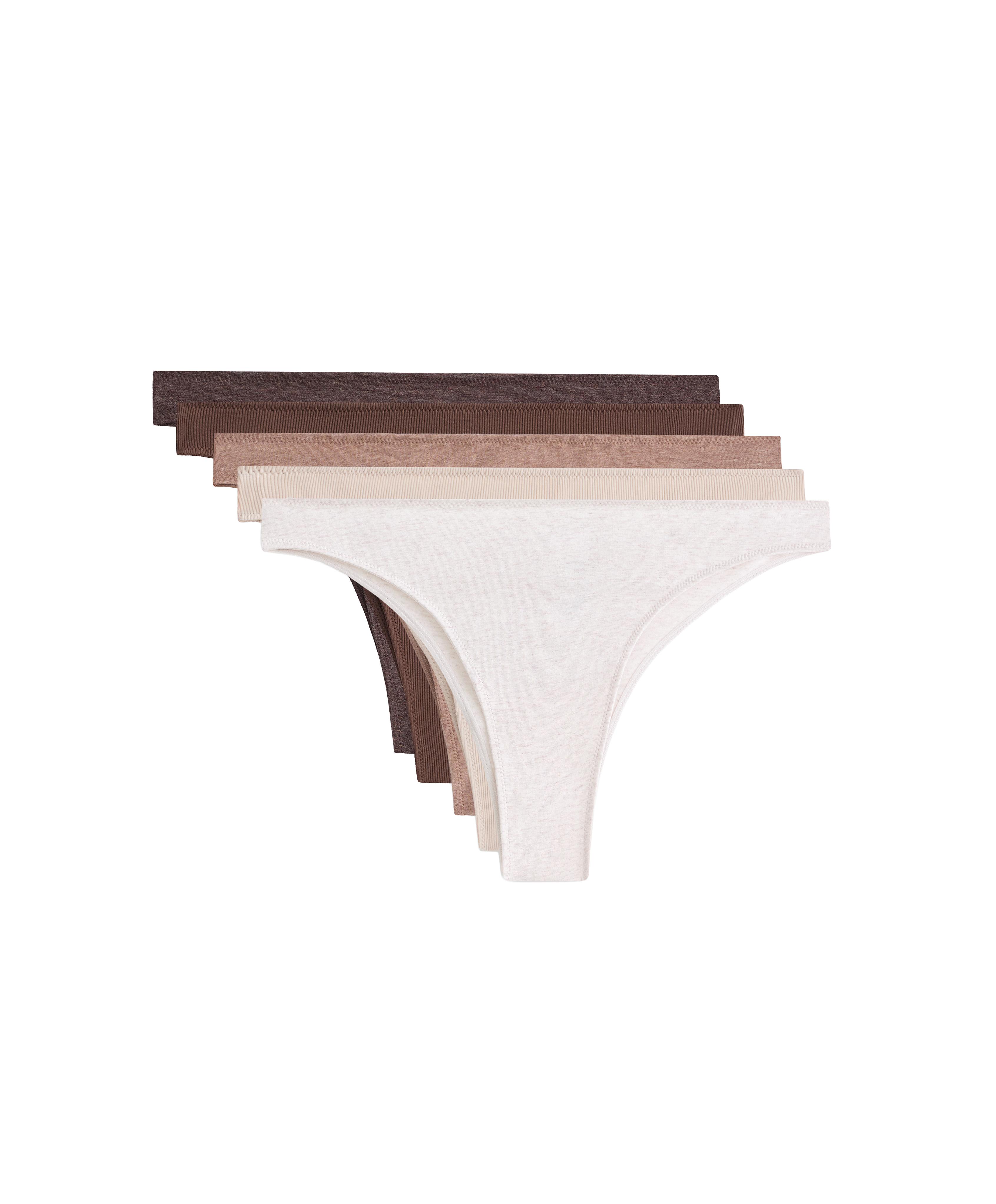 5 rib cotton blend Brazilian briefs — CHOCOLATE      