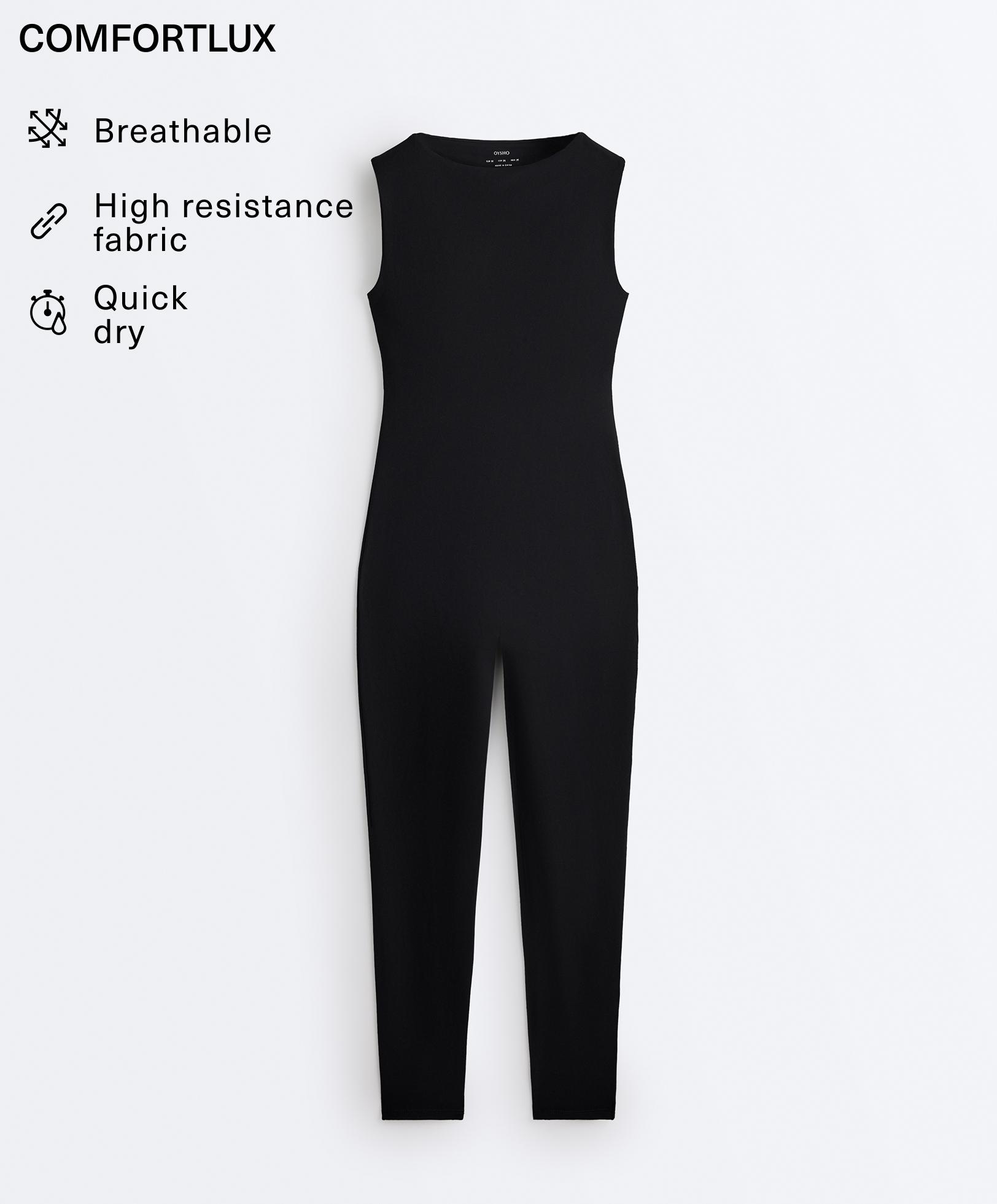Comfortlux boat neck long jumpsuit — BLACK