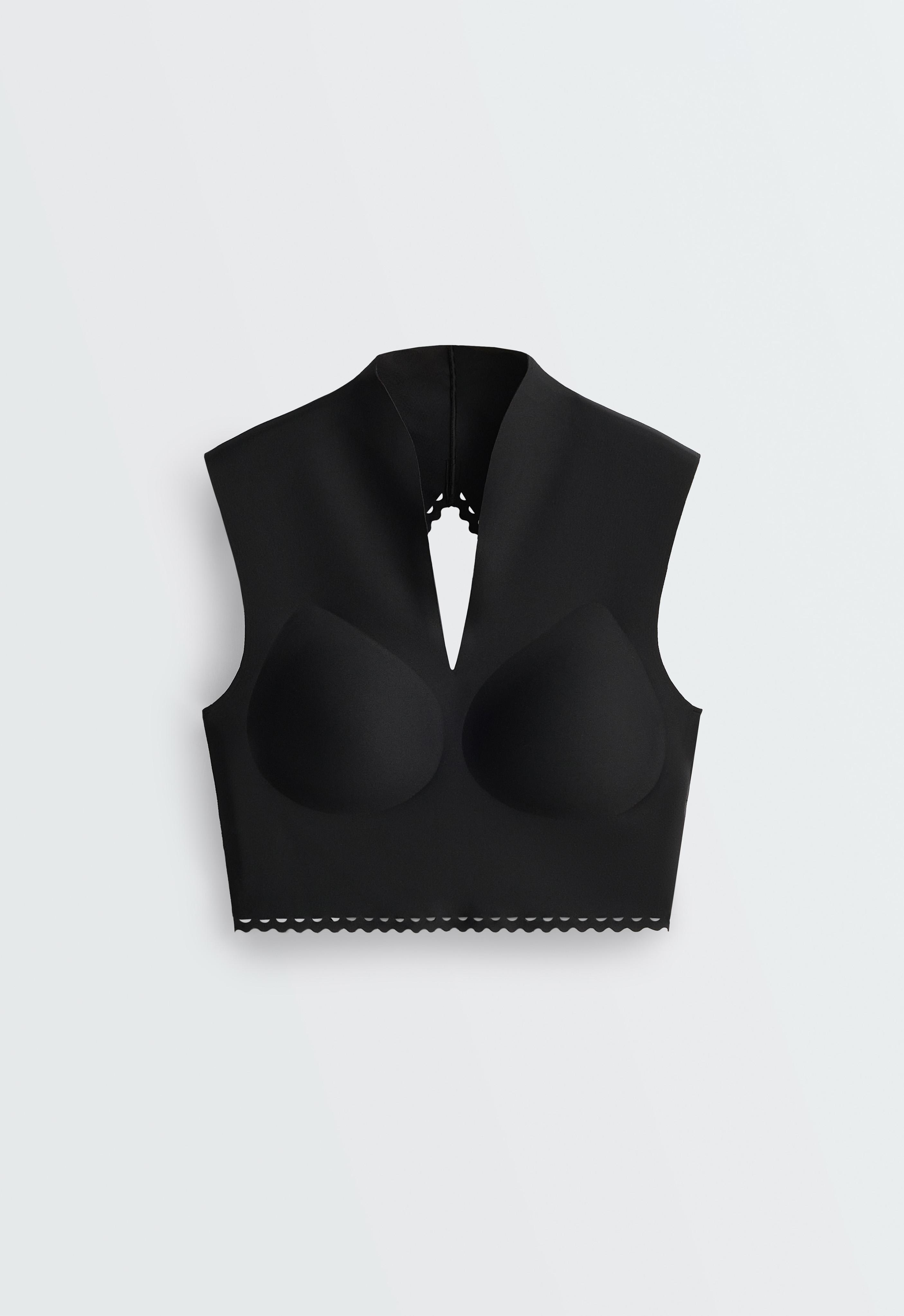 Perfect-adapt wave-detail tank top — BLACK
