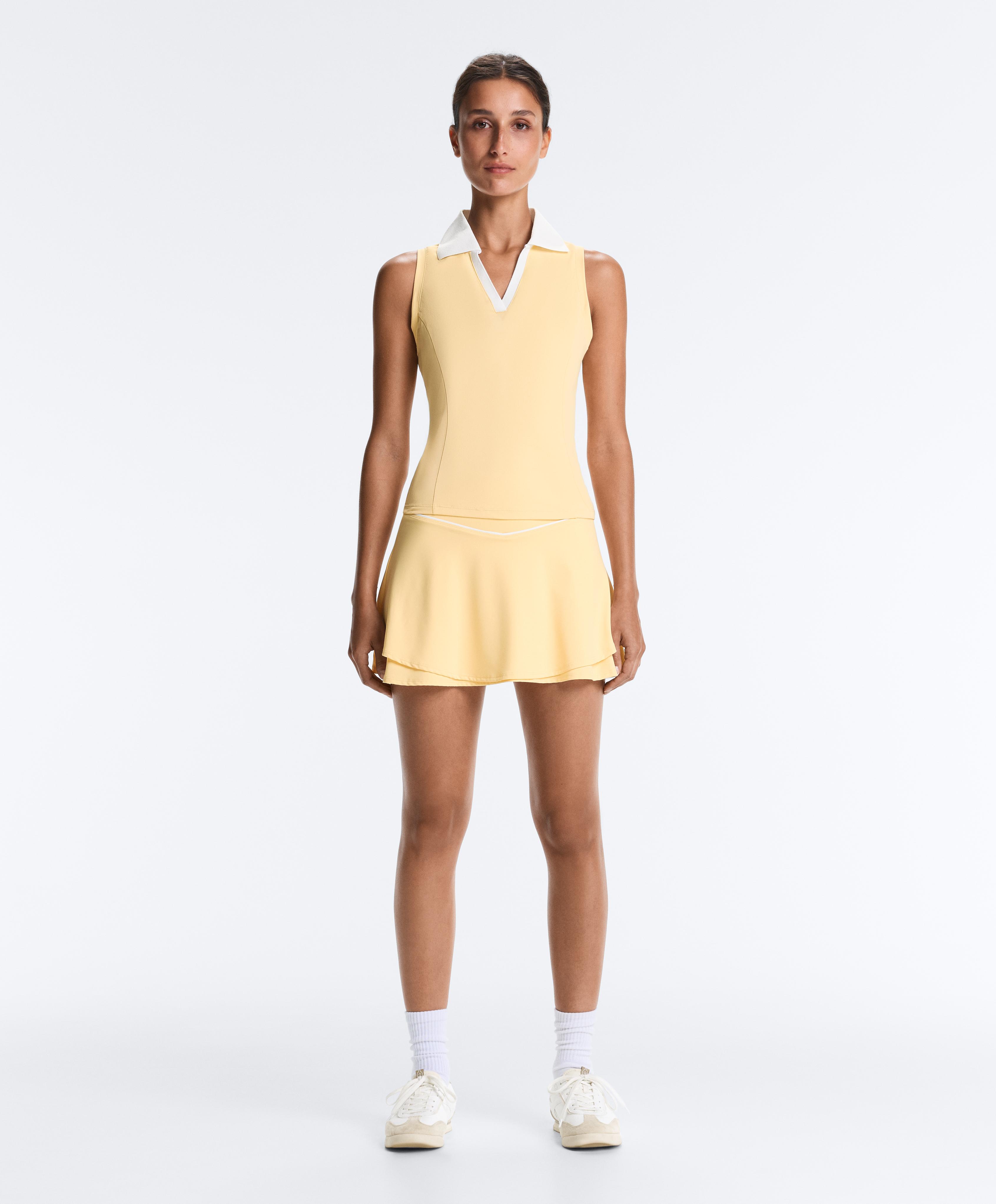 Contrast sleeveless Comfortlux polo shirt — PALE YELLOW