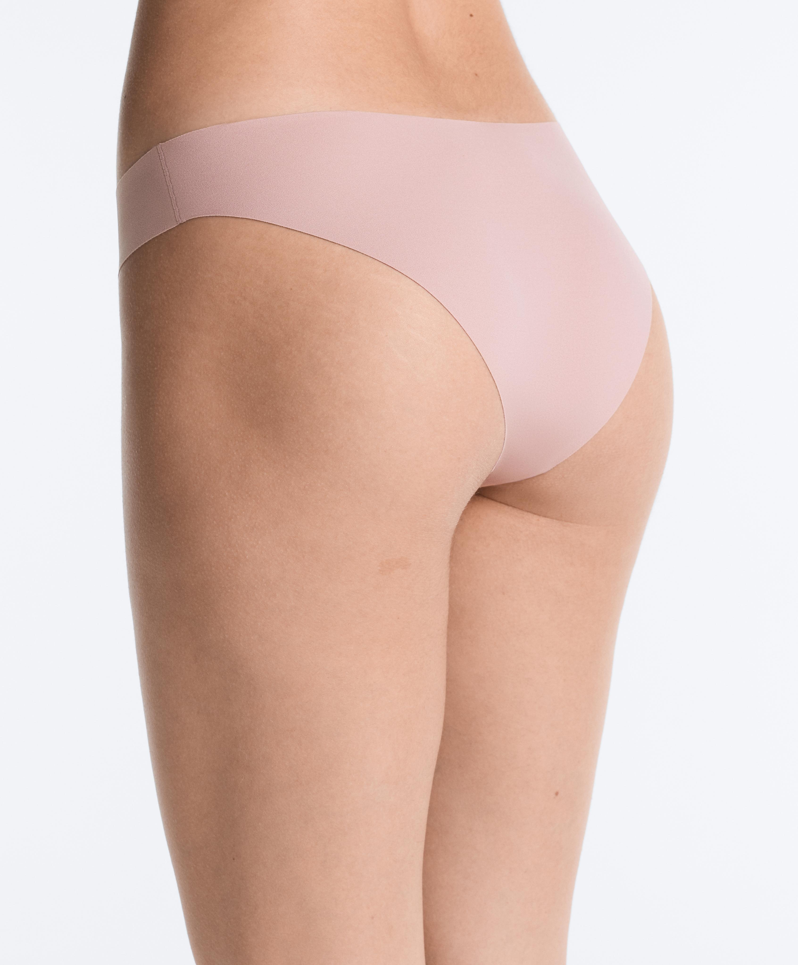 5 invisible laser-cut polyamide blend V-cut bikini briefs — WASHED ROSE