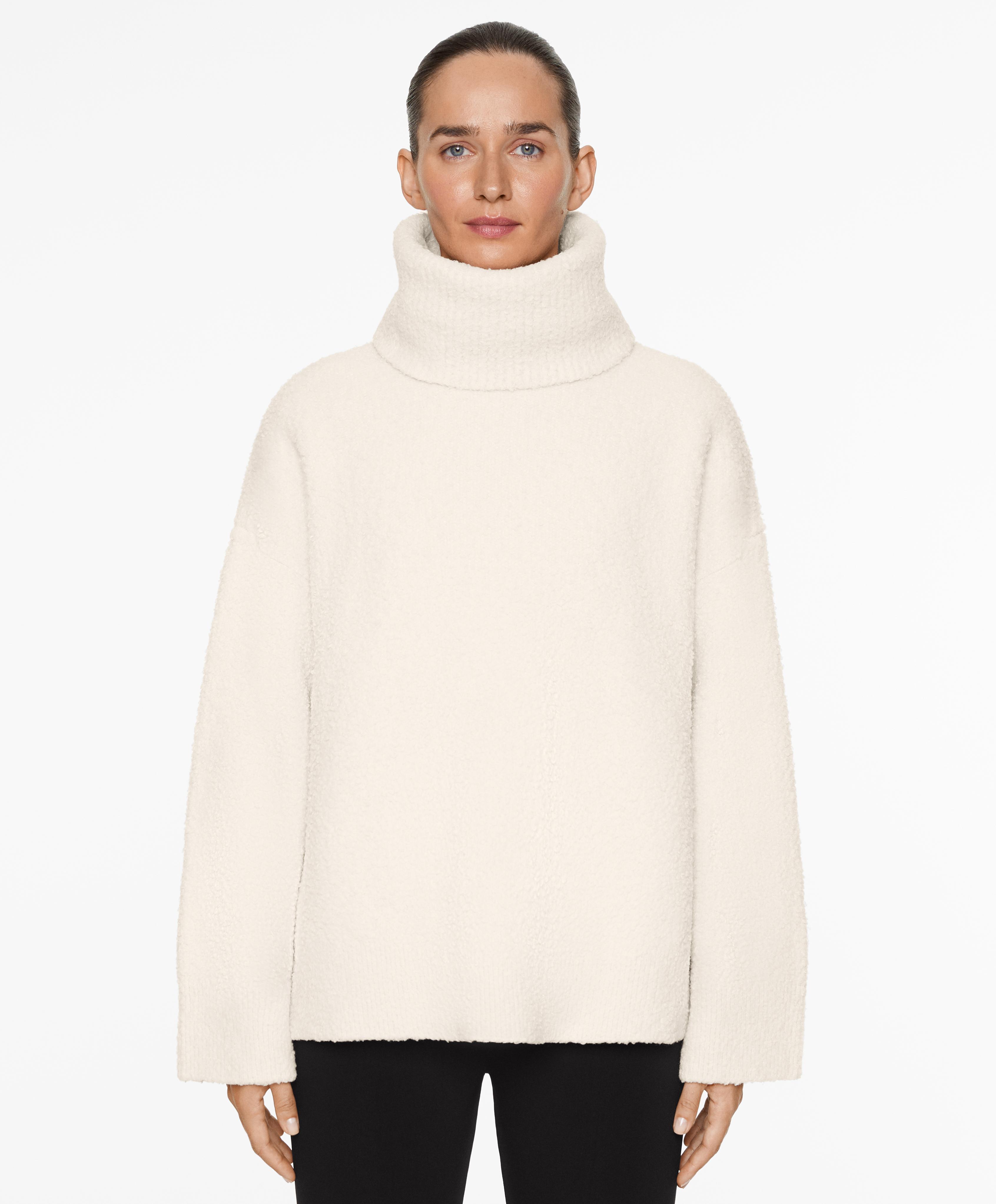 High-neck faux-shearling jumper