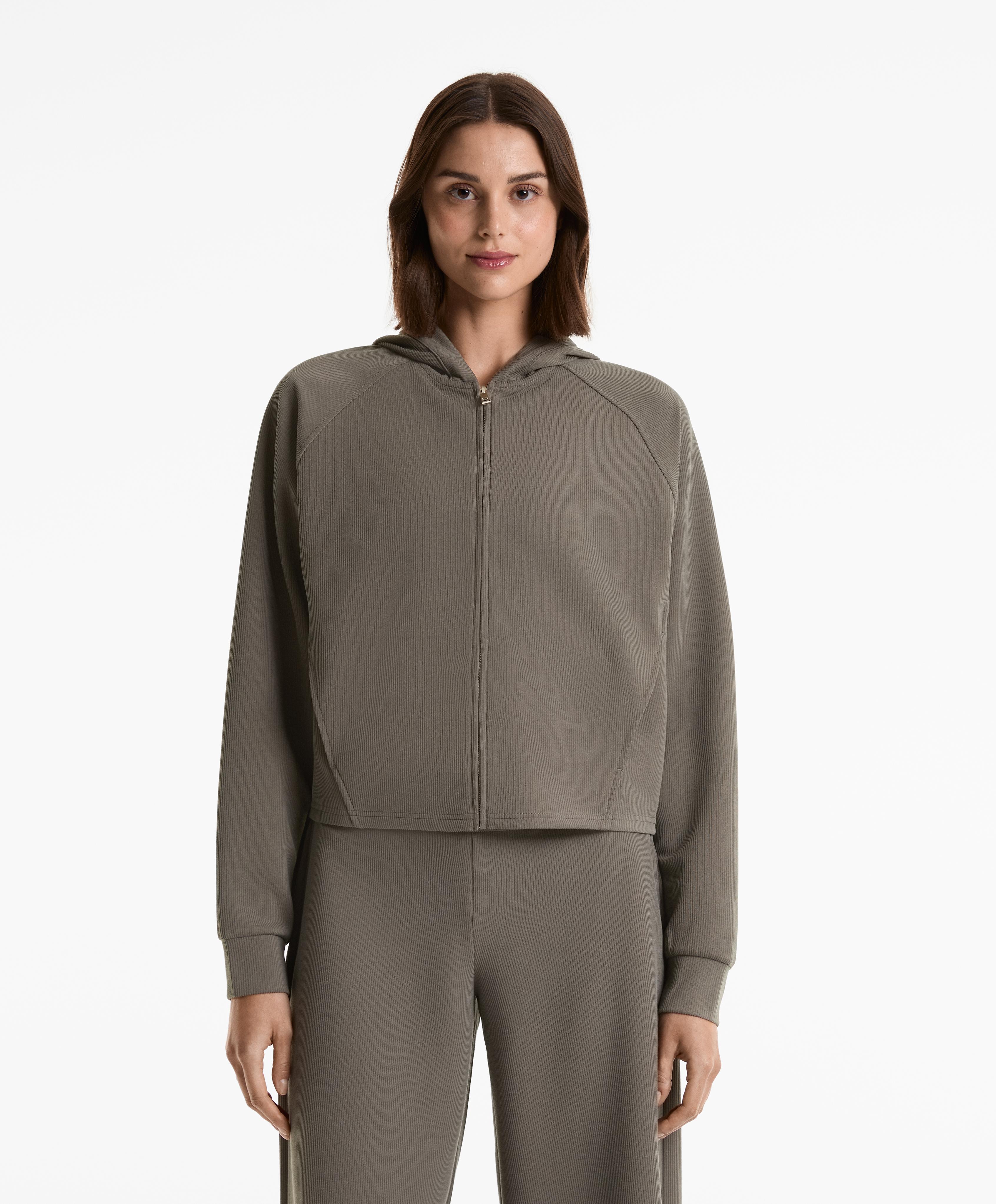 Veste rib à capuche 29% modal - Soldes Veste rib à capuche 29% modal - Soldes