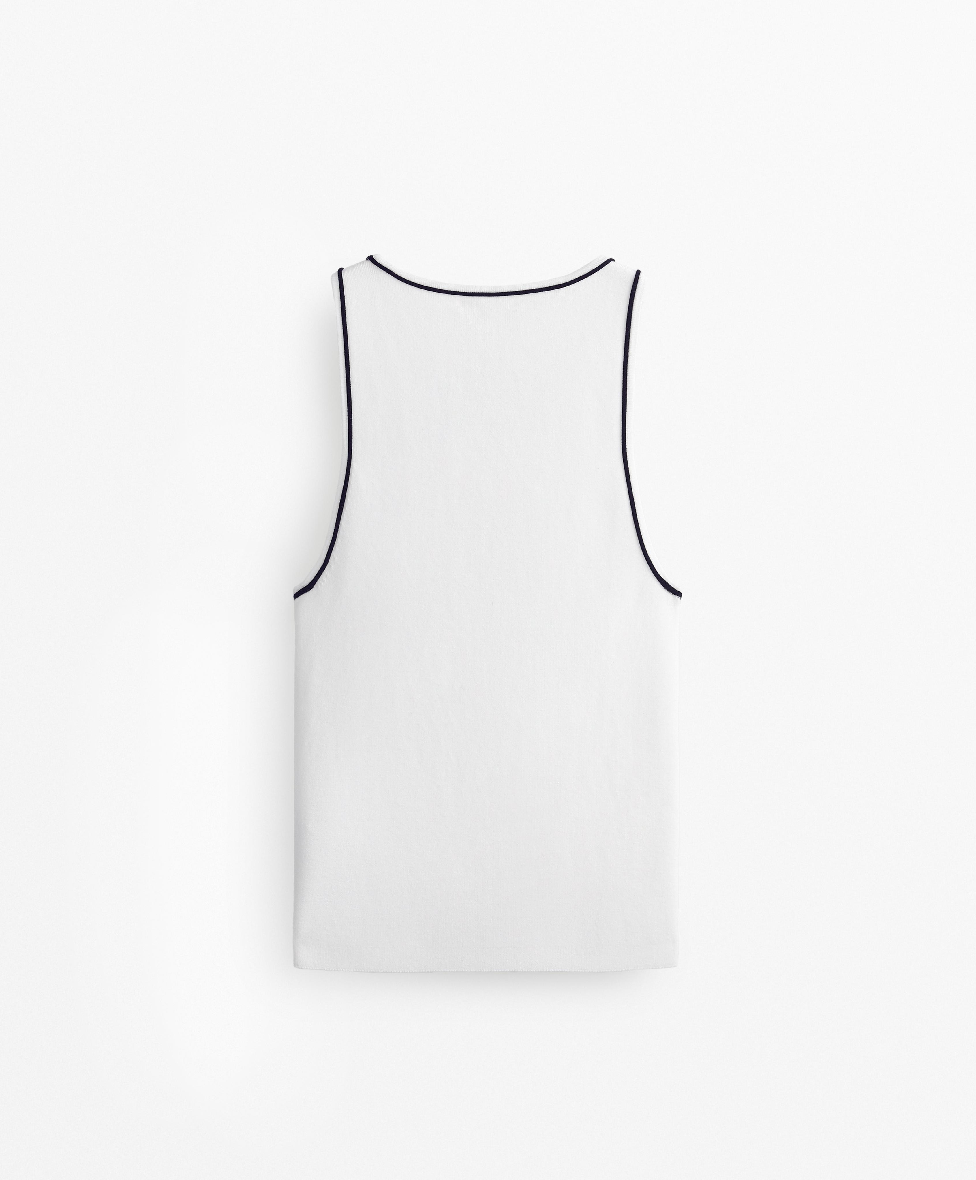 Knit sleeveless top with contrast trim