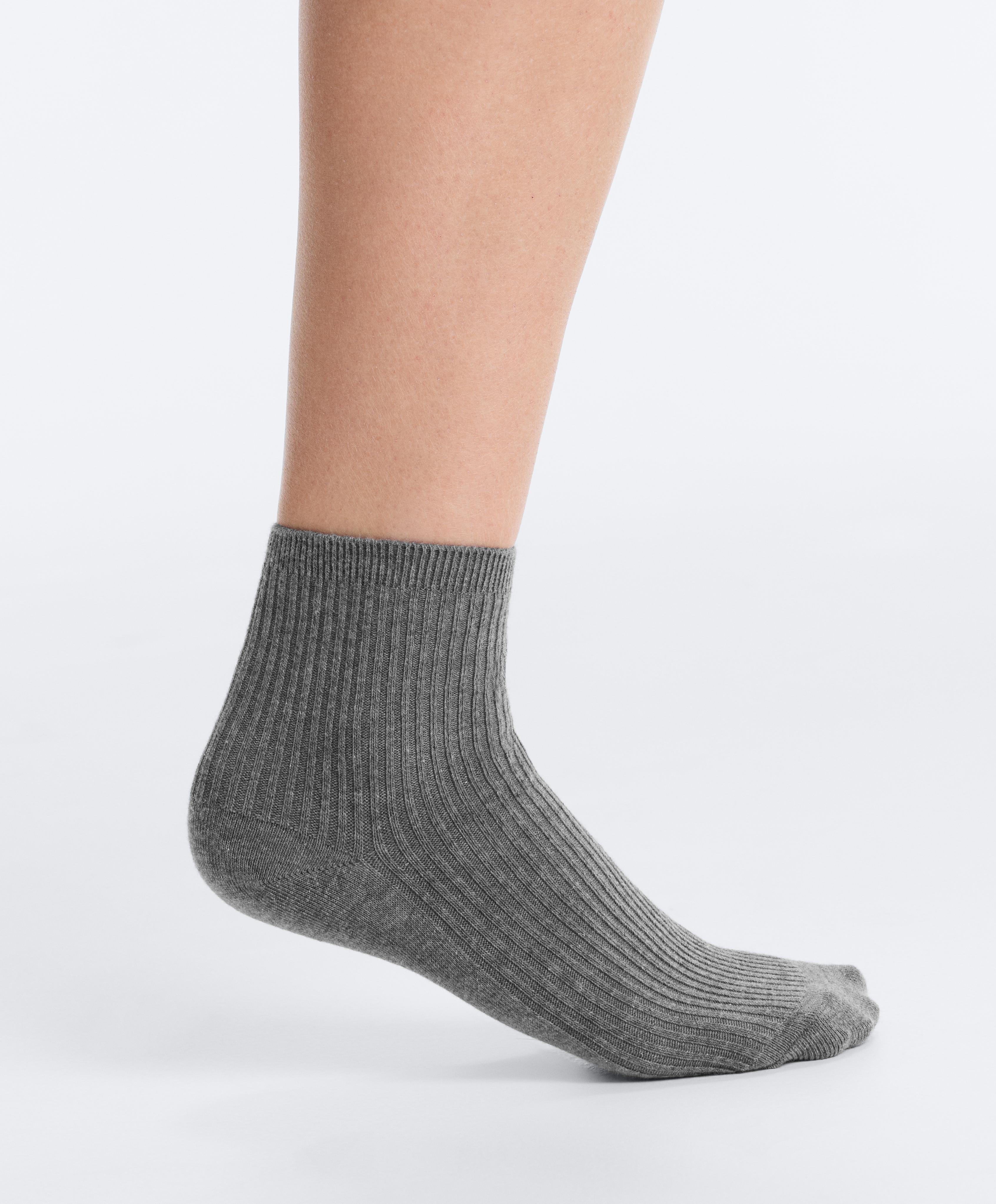 5 pairs of quarter socks with cotton — PALE GREY MELANGE