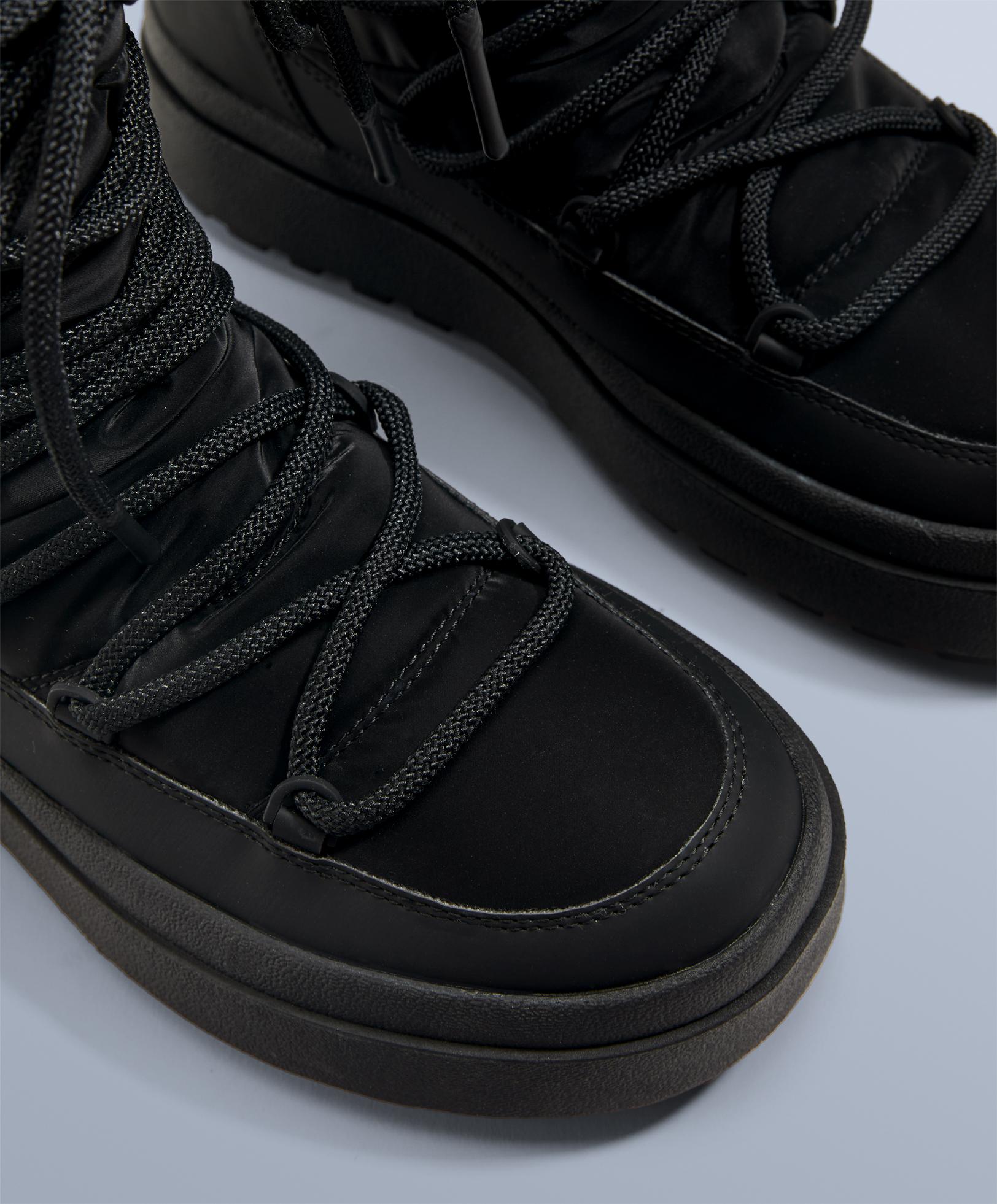Laced nylon après-ski boots — BLACK