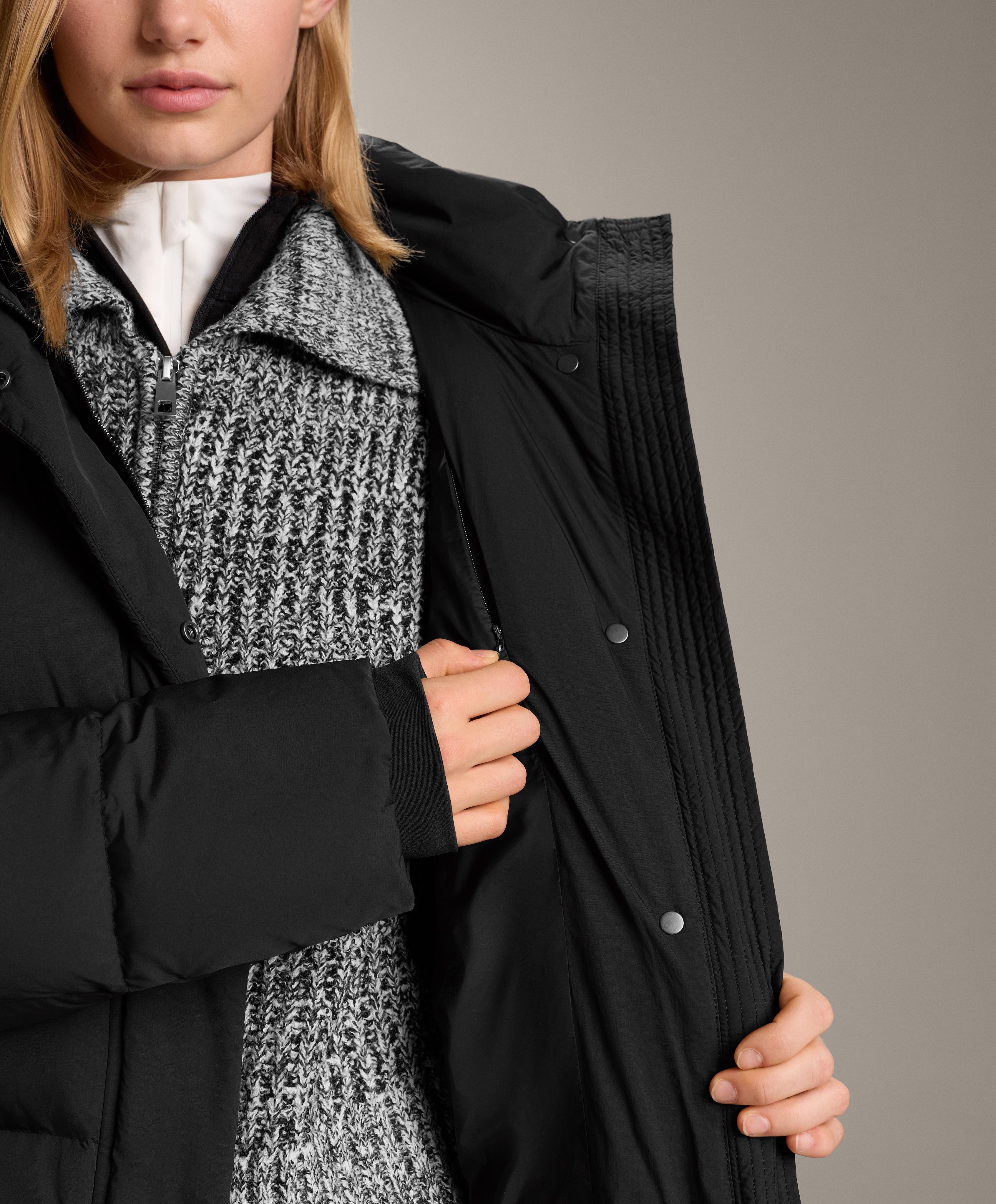 Long 100% down padded jacket — BLACK